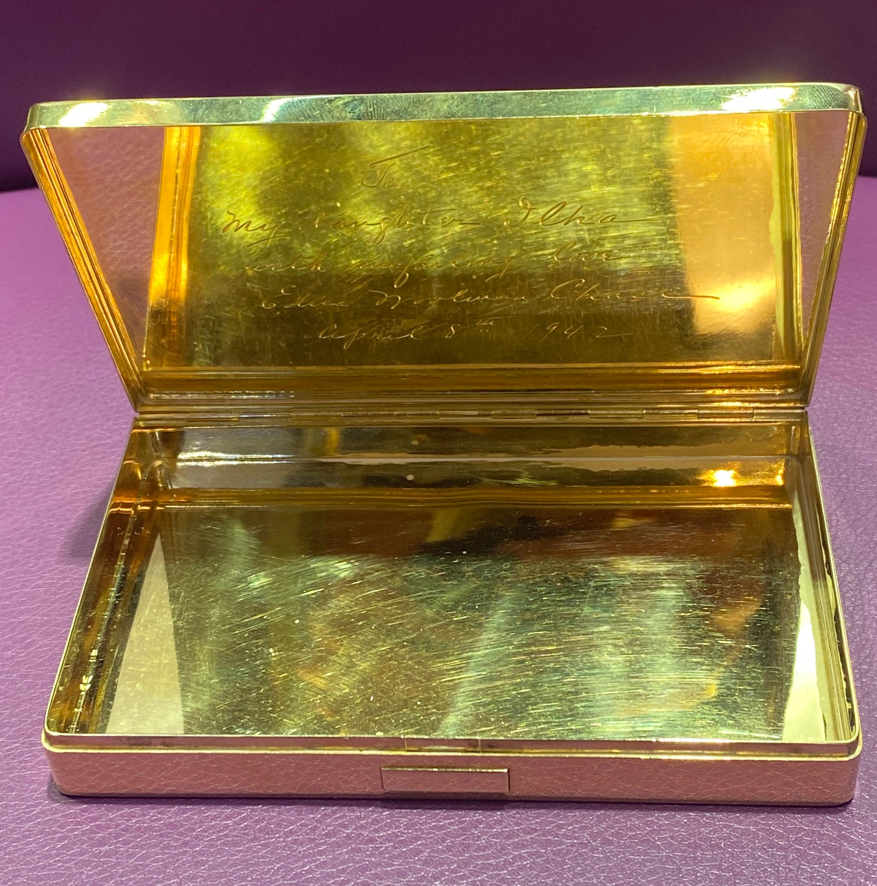 Round Cut Historic Enamel and Diamond Gold Cigarette Box by Paul Flato  For Sale