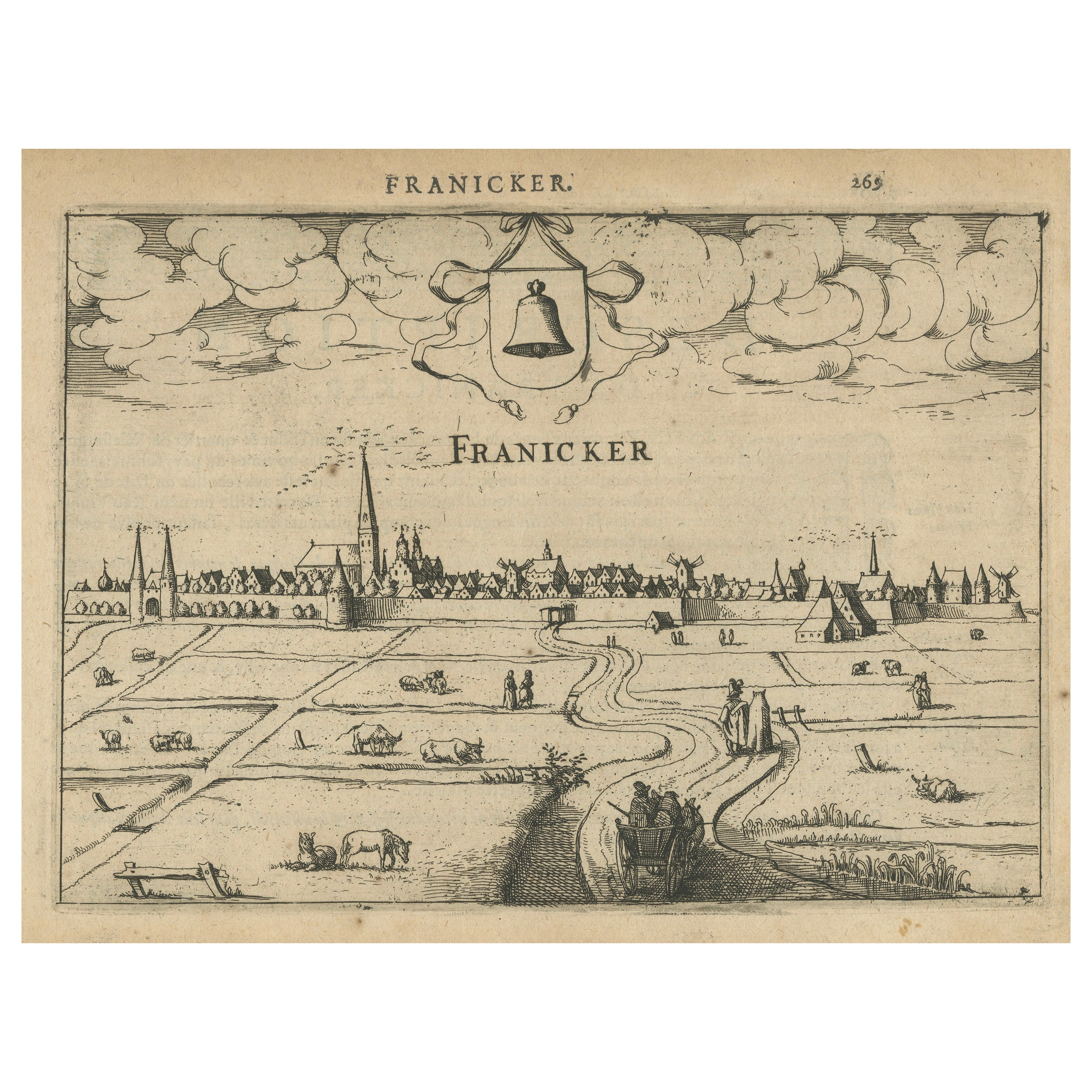 Historic Franeker, a Scholar
s City — Frisian City View from Guicciardini, 1613 For Sale
