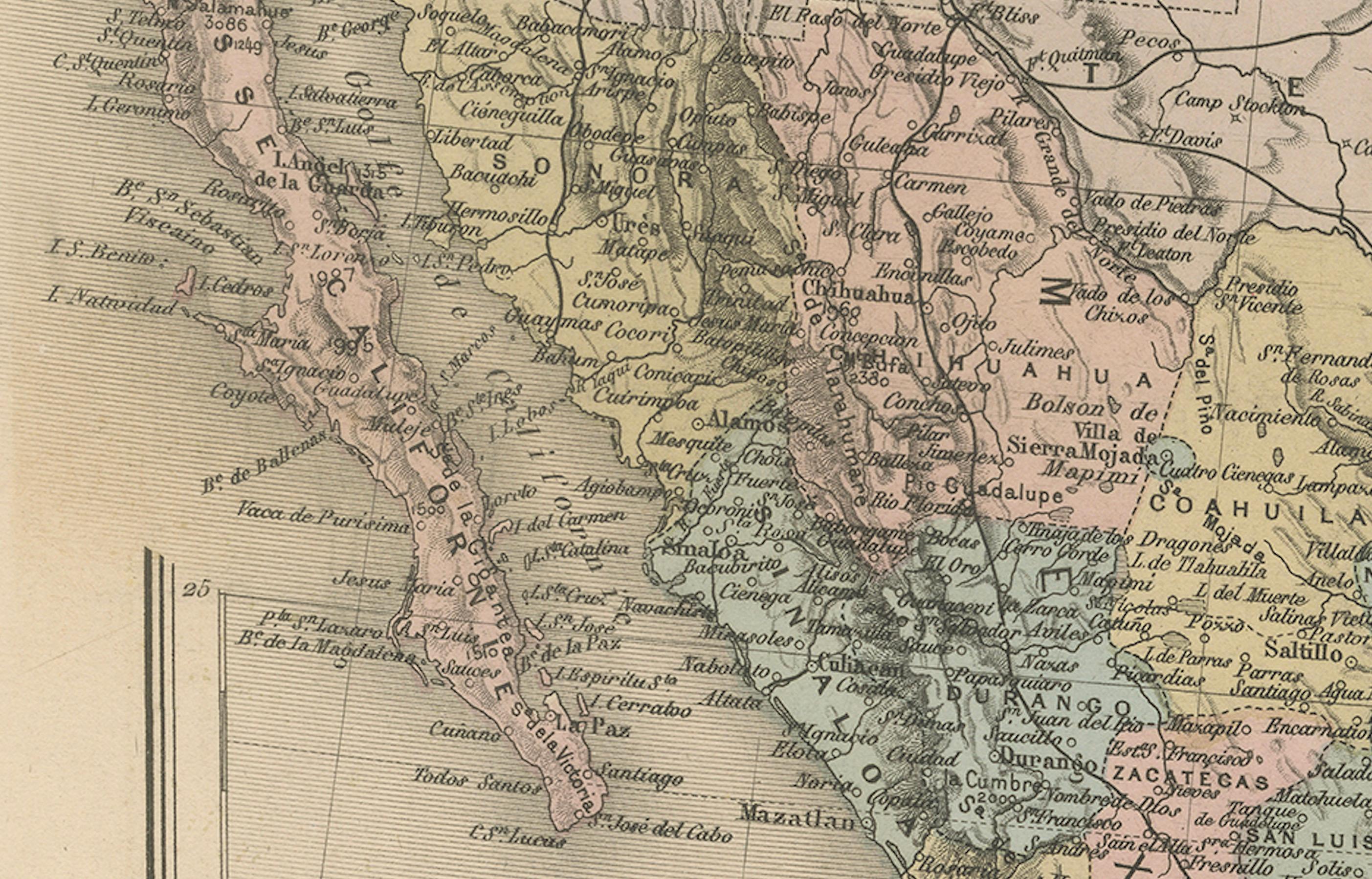 Mapa Histórico Francés: México, Centroamérica y las Antillas, c. 1850 Grabado