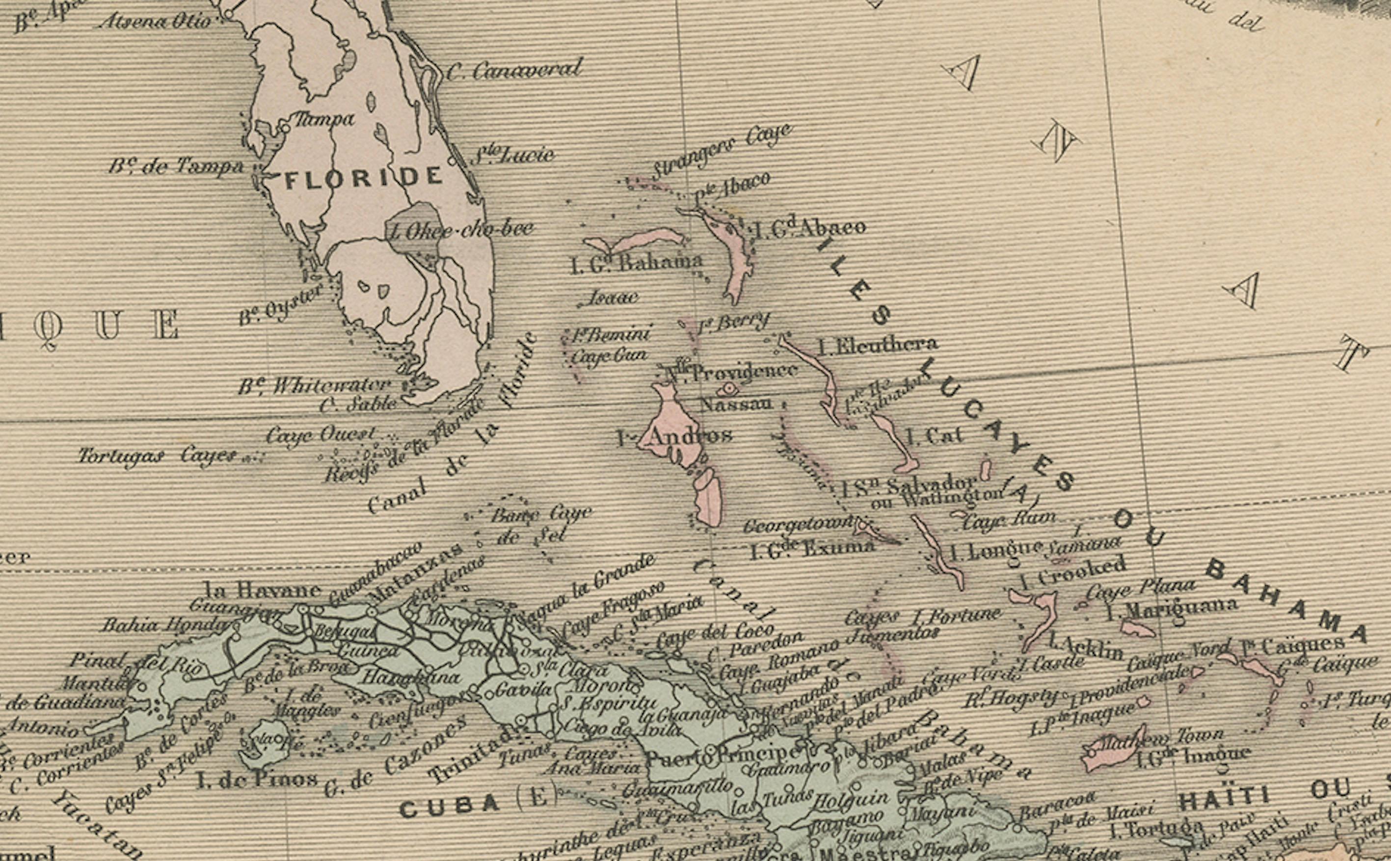 Mapa Histórico Francés: México, Centroamérica y las Antillas, c. 1850 Mediados del siglo XIX