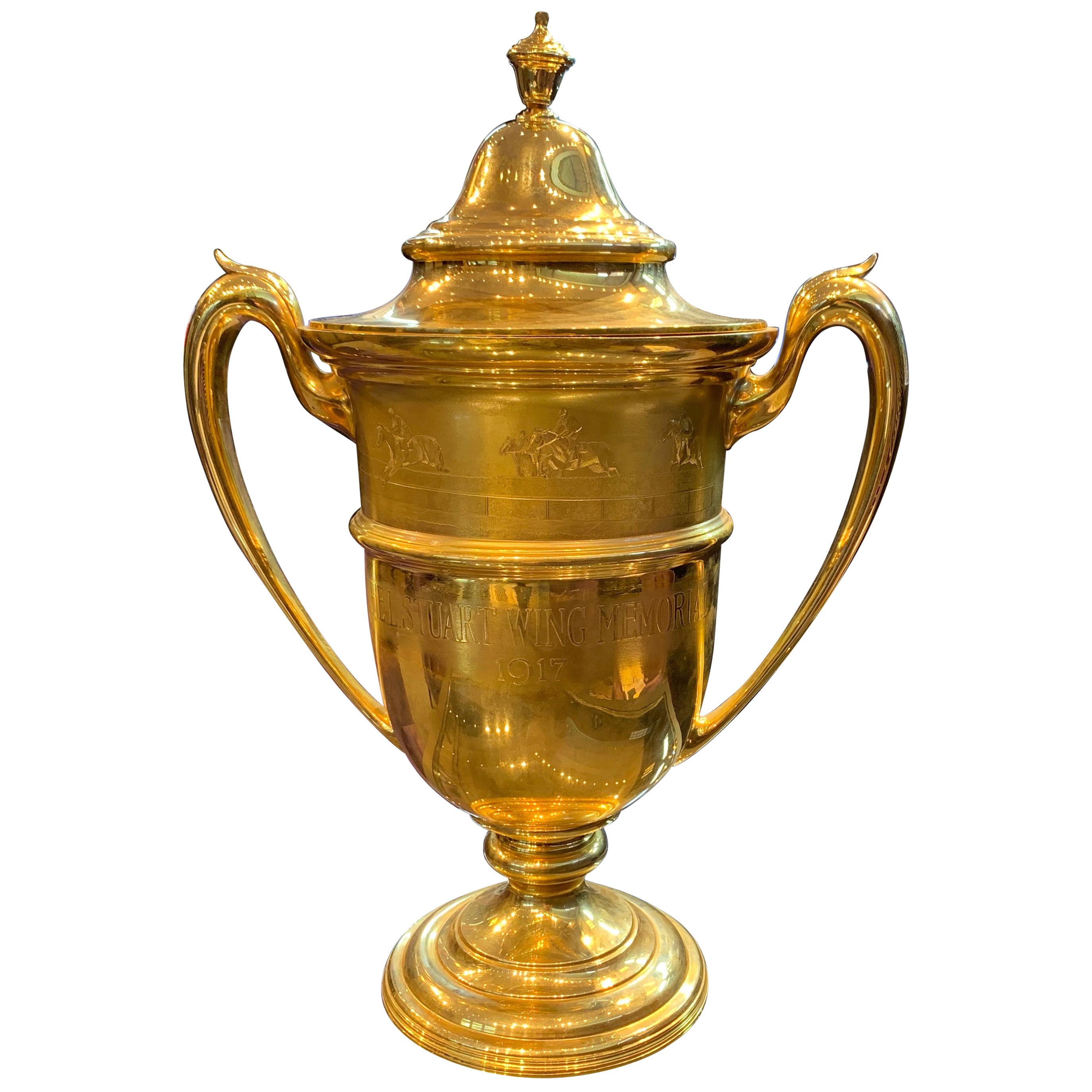 Historische Gold-Reitertrophäe "Cup" von Black Starr und Frost