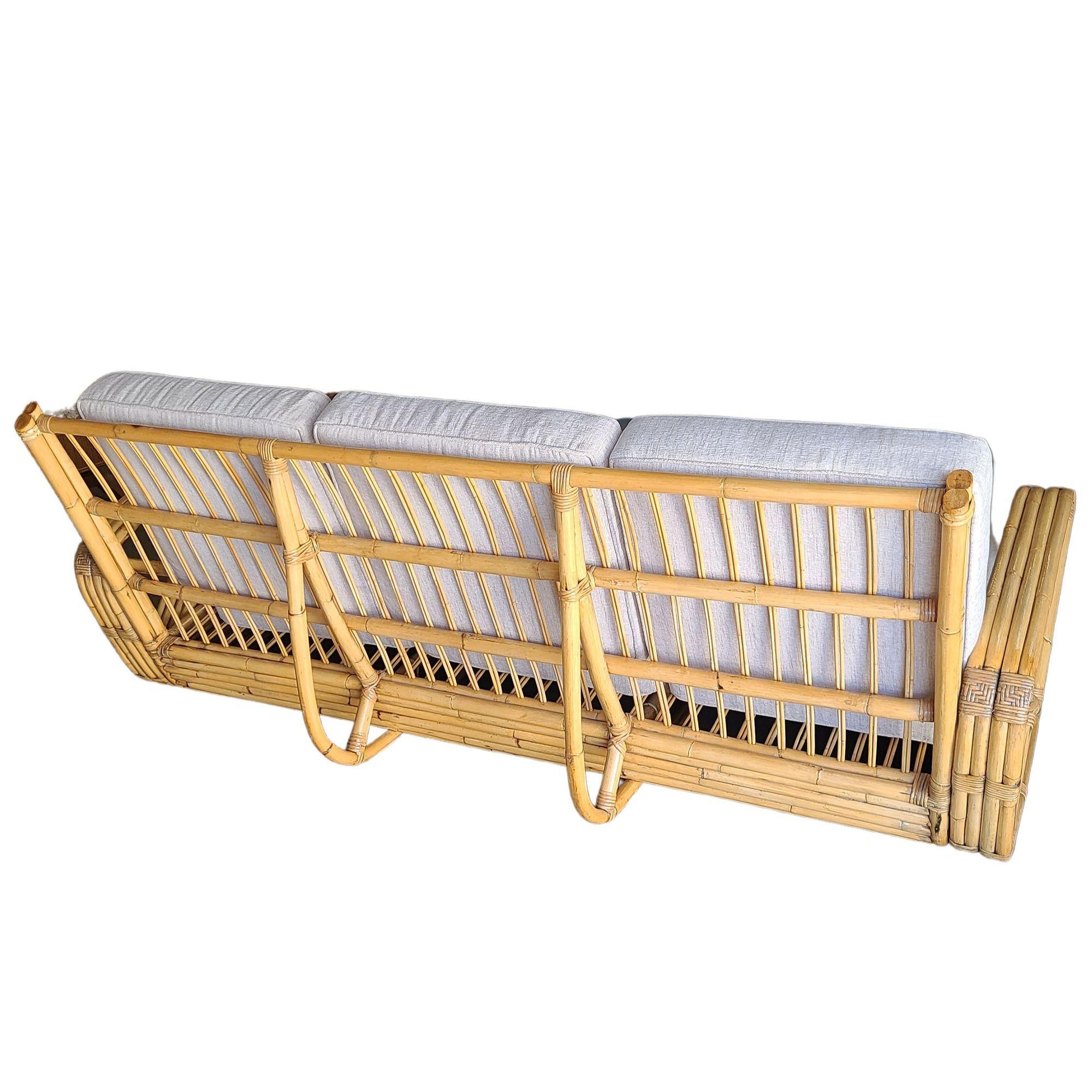 Originale e storico set di salotto e divano in rattan a 4 fili di Pretzel quadrato Hand Made in vendita 3