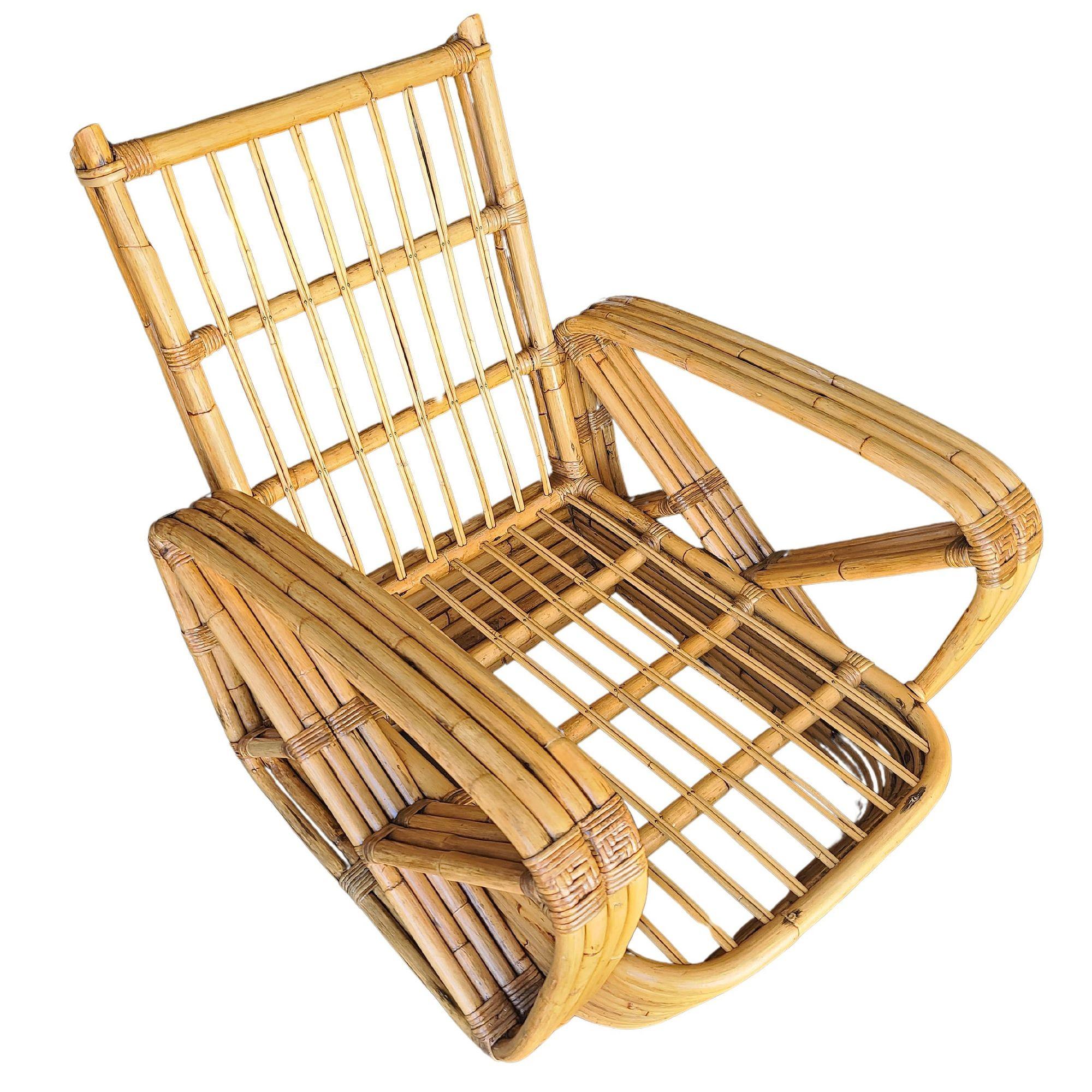 Originale e storico set di salotto e divano in rattan a 4 fili di Pretzel quadrato Hand Made in vendita 6