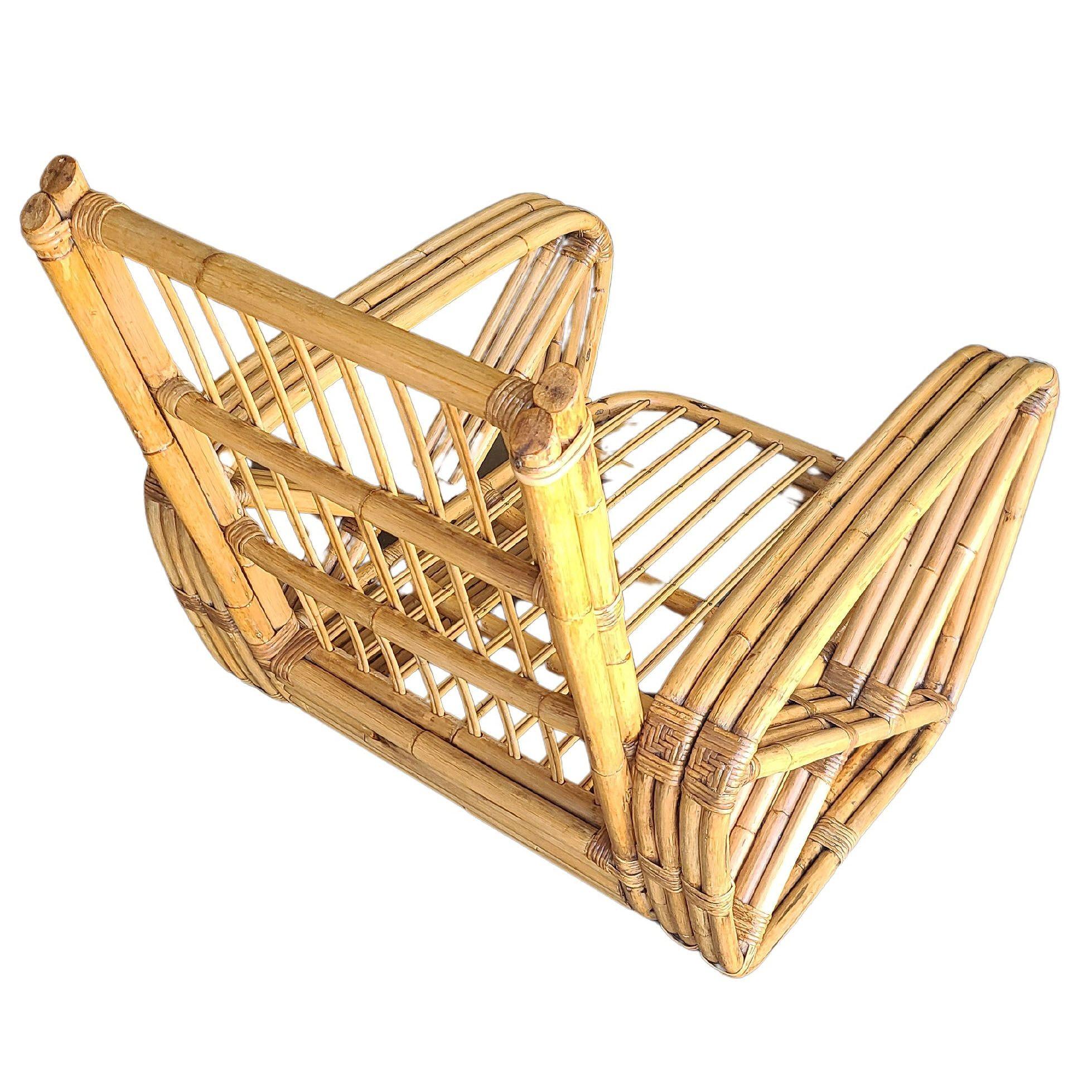 Originale e storico set di salotto e divano in rattan a 4 fili di Pretzel quadrato Hand Made in vendita 7