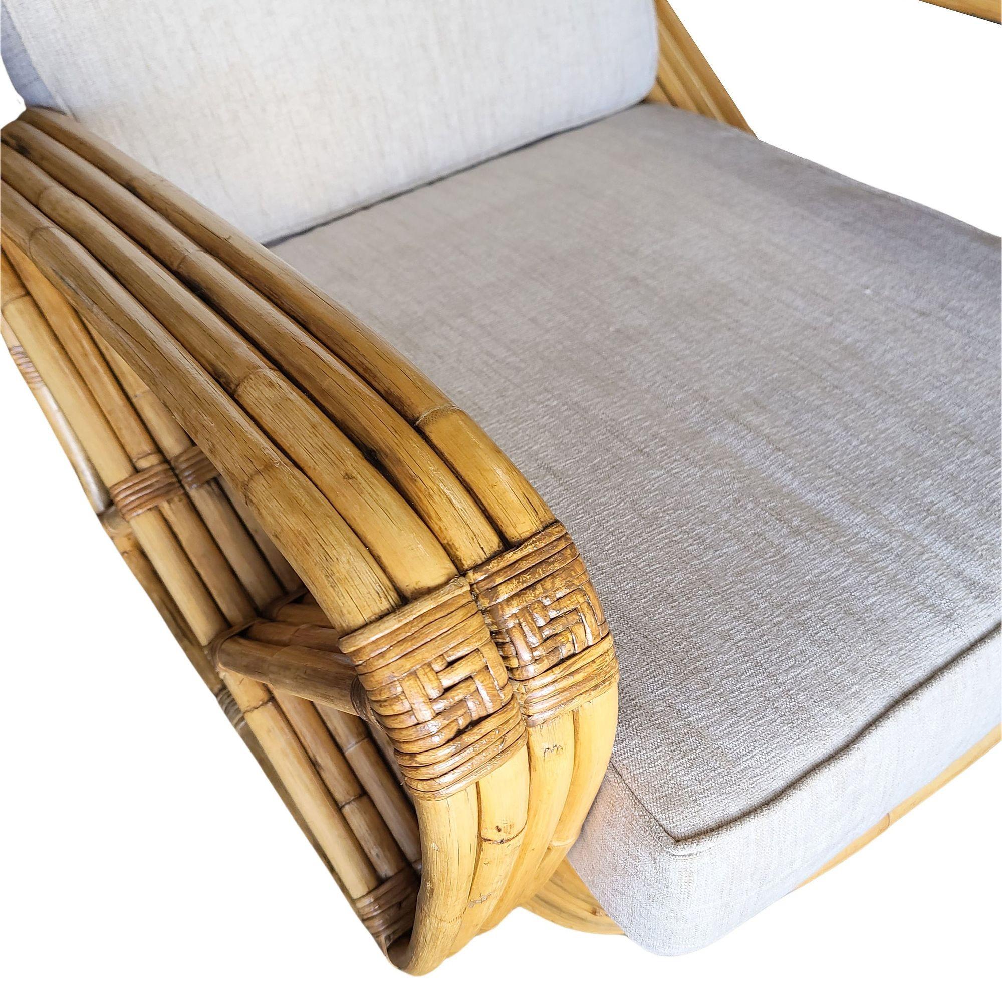 Metà XX secolo Originale e storico set di salotto e divano in rattan a 4 fili di Pretzel quadrato Hand Made in vendita