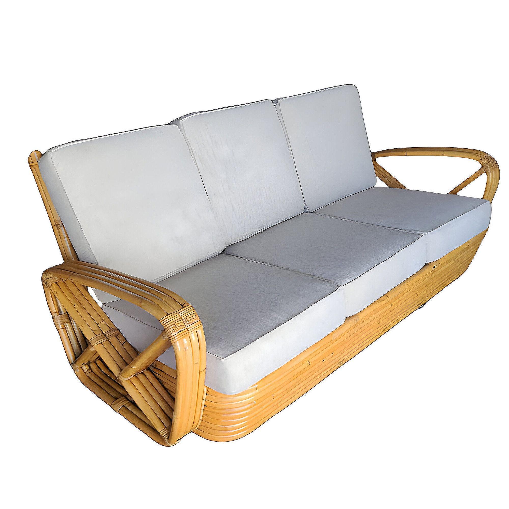 Rattan Originale e storico set di salotto e divano in rattan a 4 fili di Pretzel quadrato Hand Made in vendita