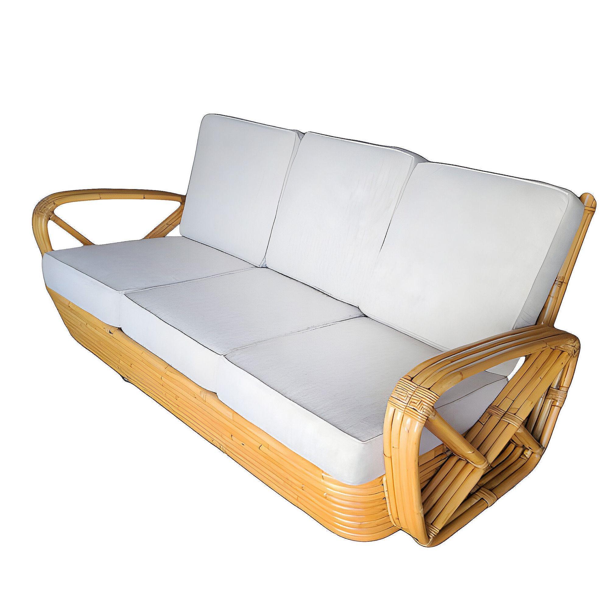 Originale e storico set di salotto e divano in rattan a 4 fili di Pretzel quadrato Hand Made in vendita 2