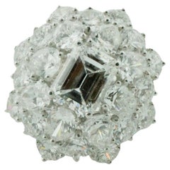 Vintage Historic Hollywood Diamond Cluster Ring in Platinum with 2.13 D SI1 Emerald Cut