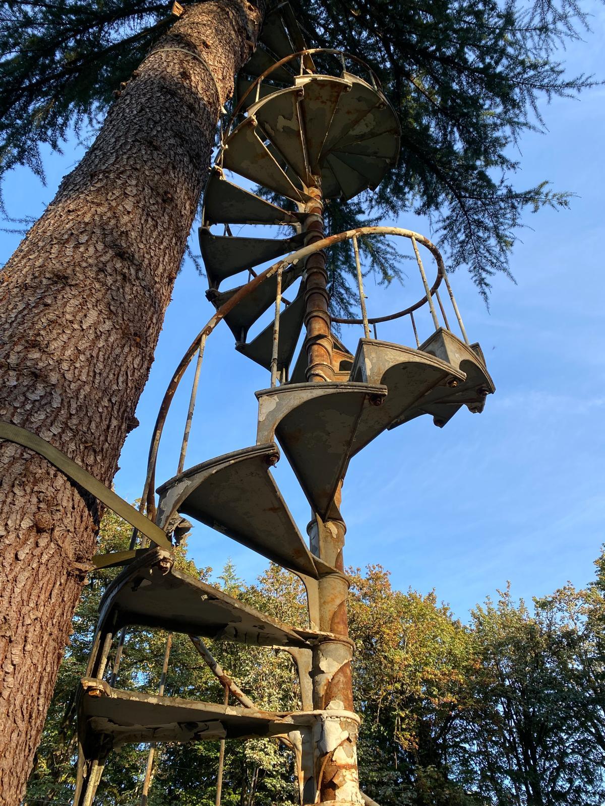 Historic Industrial Iron Spiral Staircase from Boeing's Iconic Plant 2 For Sale 3