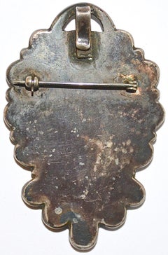 Historic John Gordon Leak Zuni Knife Wing Inlaid Pendant / Pin, 1938