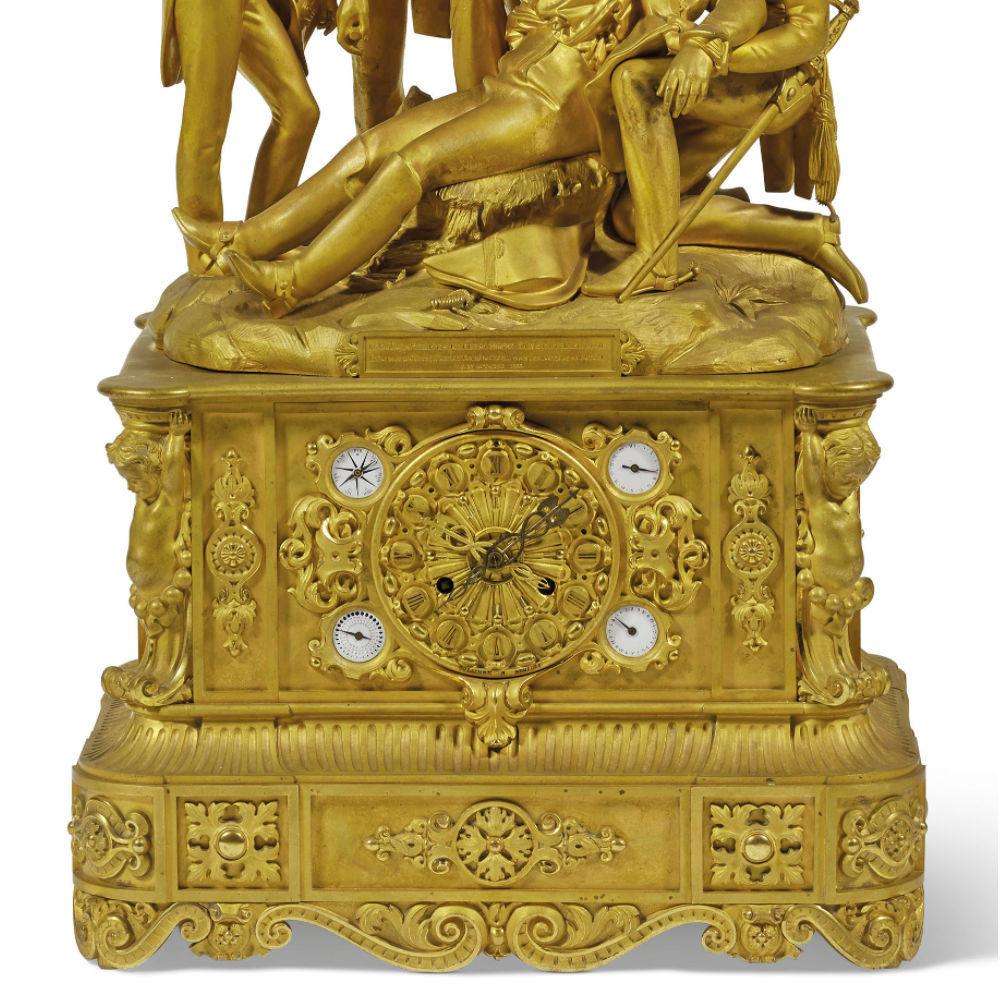 Gilt Historic King Louis Philippe Ormolu Bronze Mantel Clock, Circa 1838 For Sale