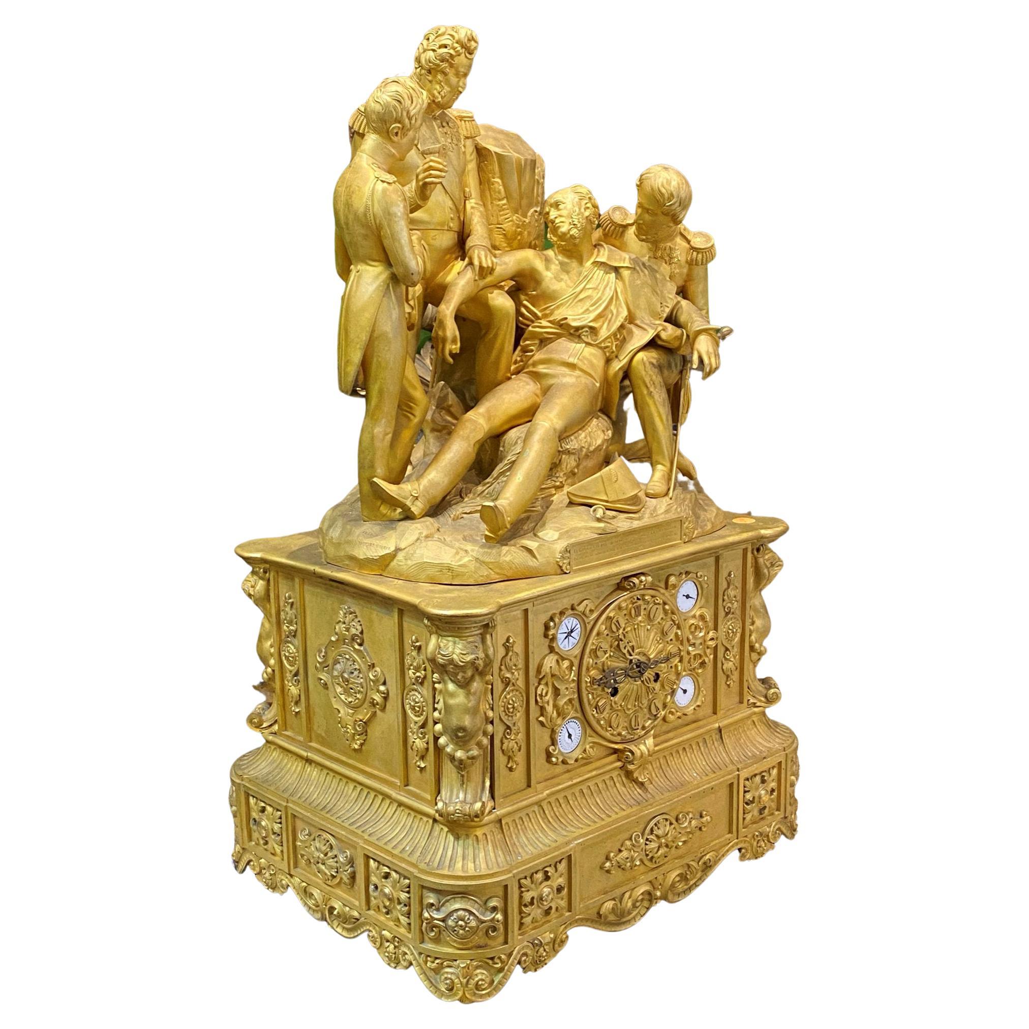 Pendule de cheminée historique du roi Louis Philippe en bronze doré, vers 1838 en vente