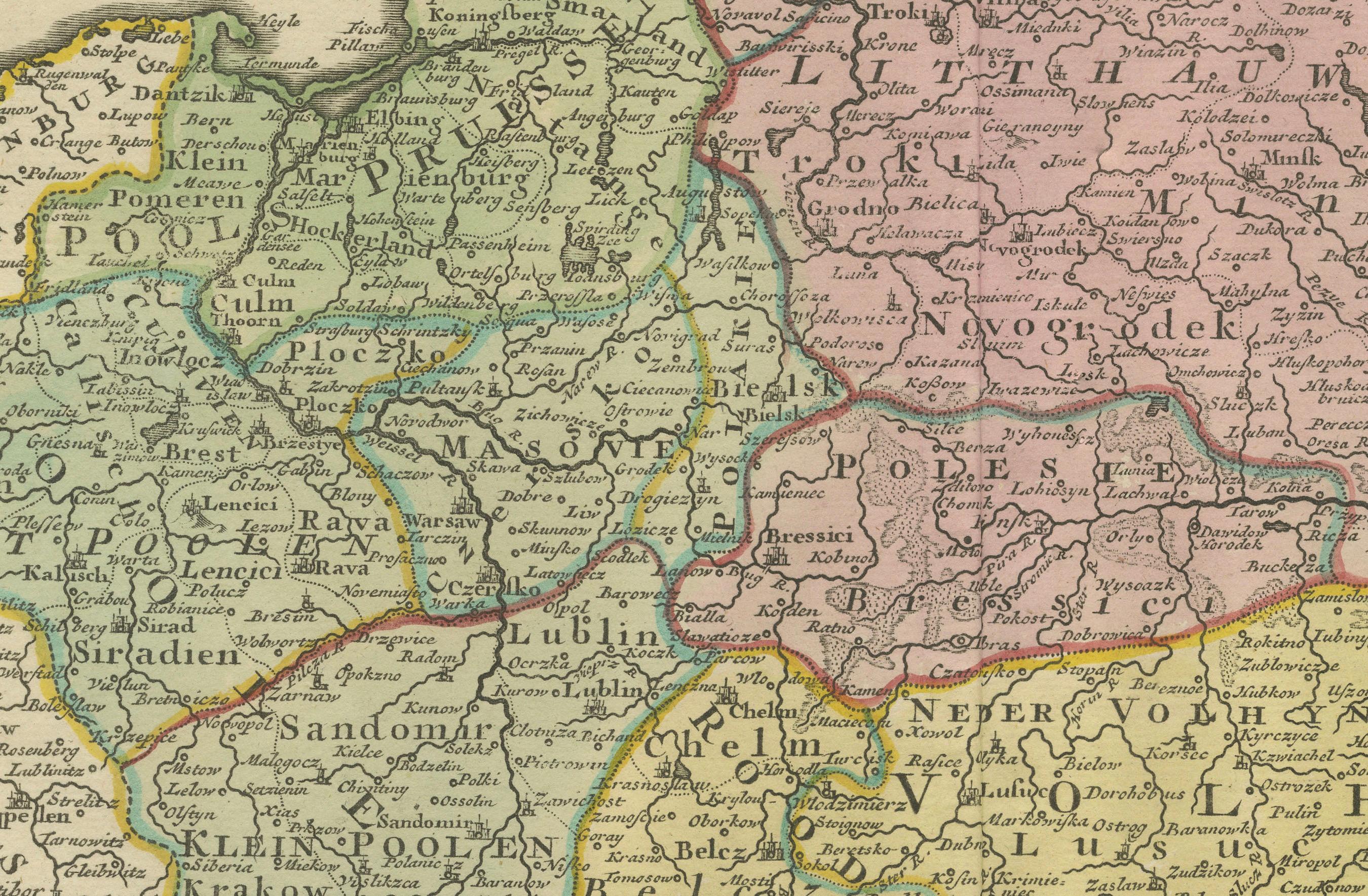 Engraved Historic Map of Poland and Lithuania – Tirion Edition c.1740 For Sale