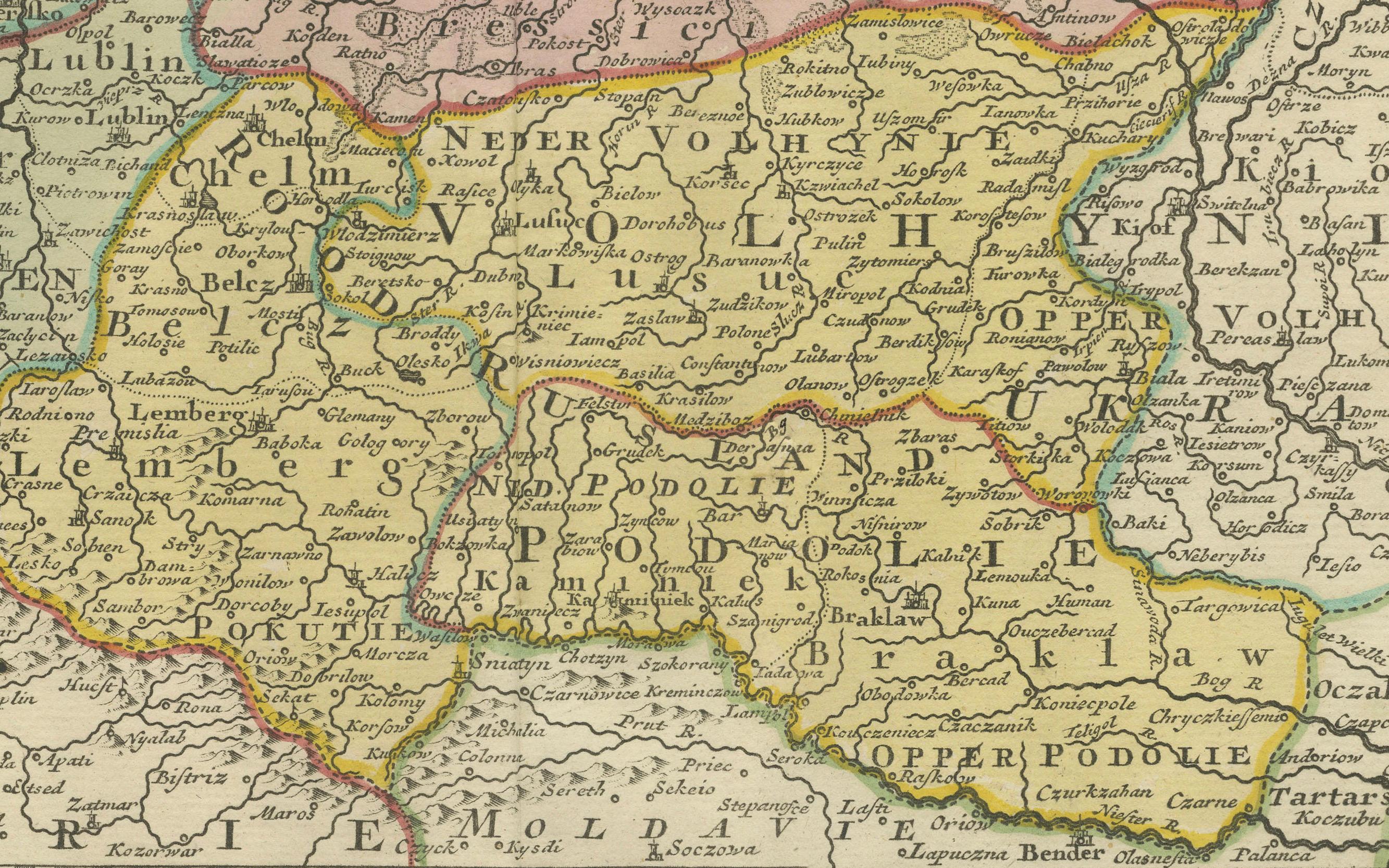 Historic Map of Poland and Lithuania – Tirion Edition c.1740 In Excellent Condition For Sale In Langweer, NL