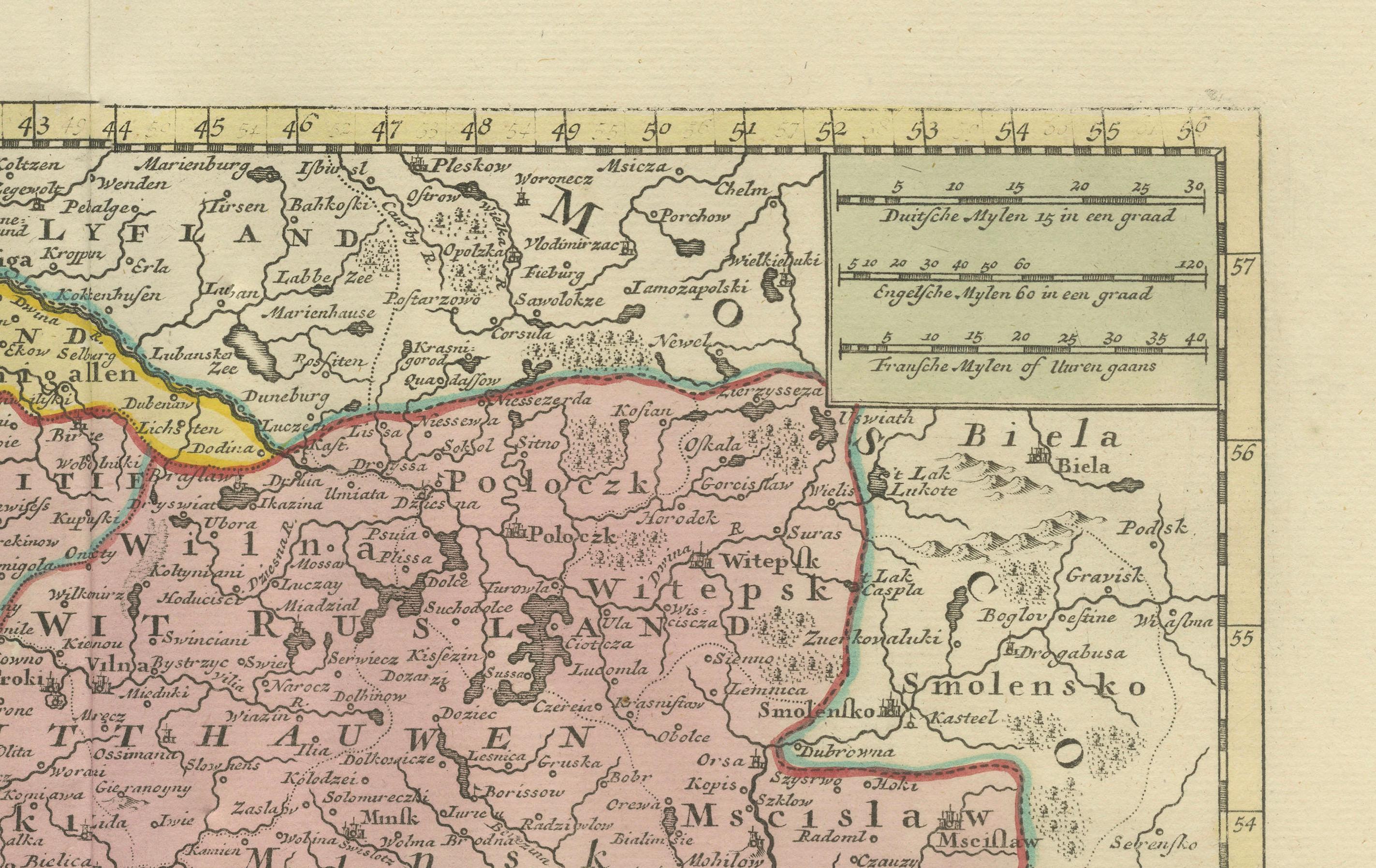18th Century Historic Map of Poland and Lithuania – Tirion Edition c.1740 For Sale