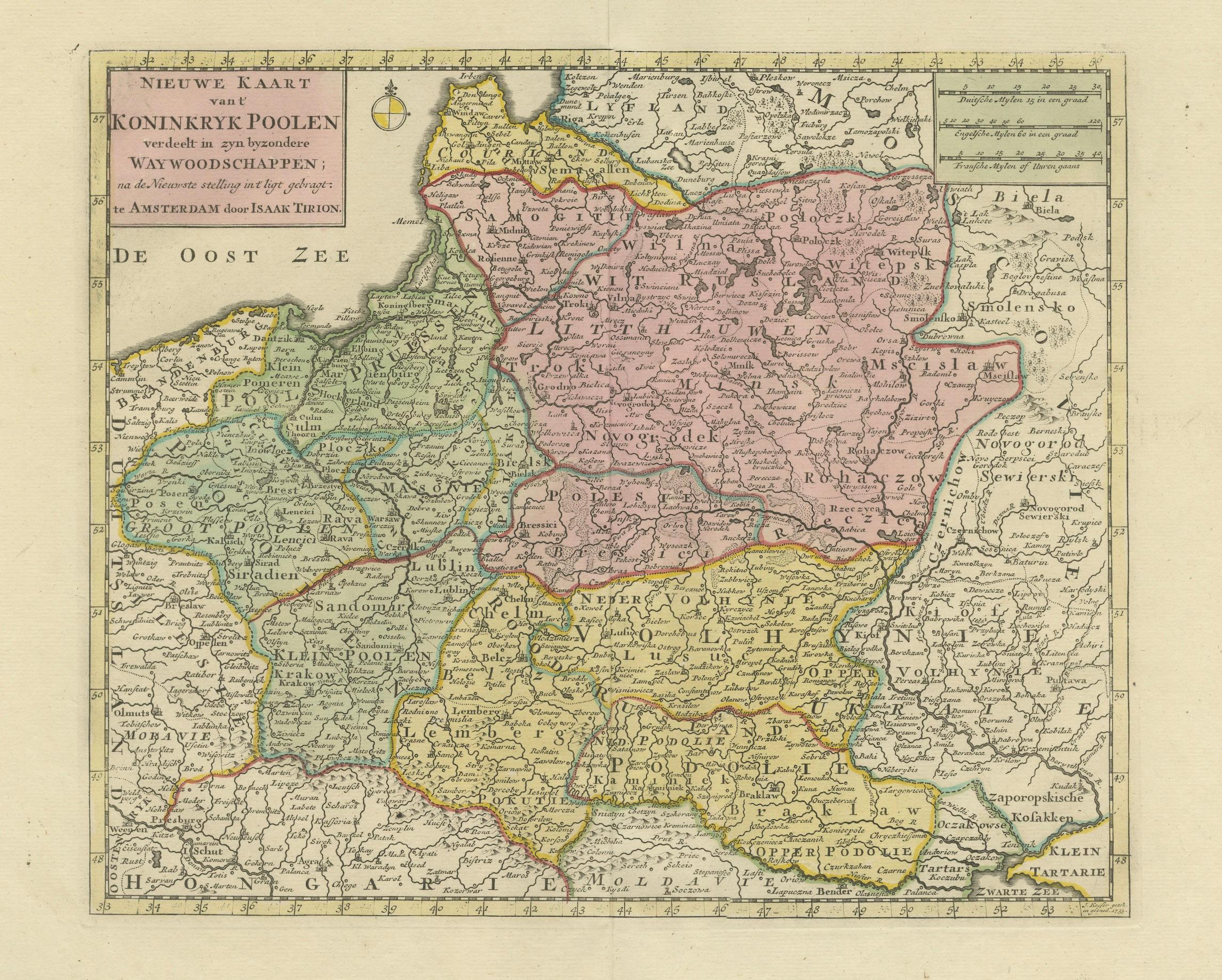 Historic Map of Poland and Lithuania – Tirion Edition c.1740 For Sale 3