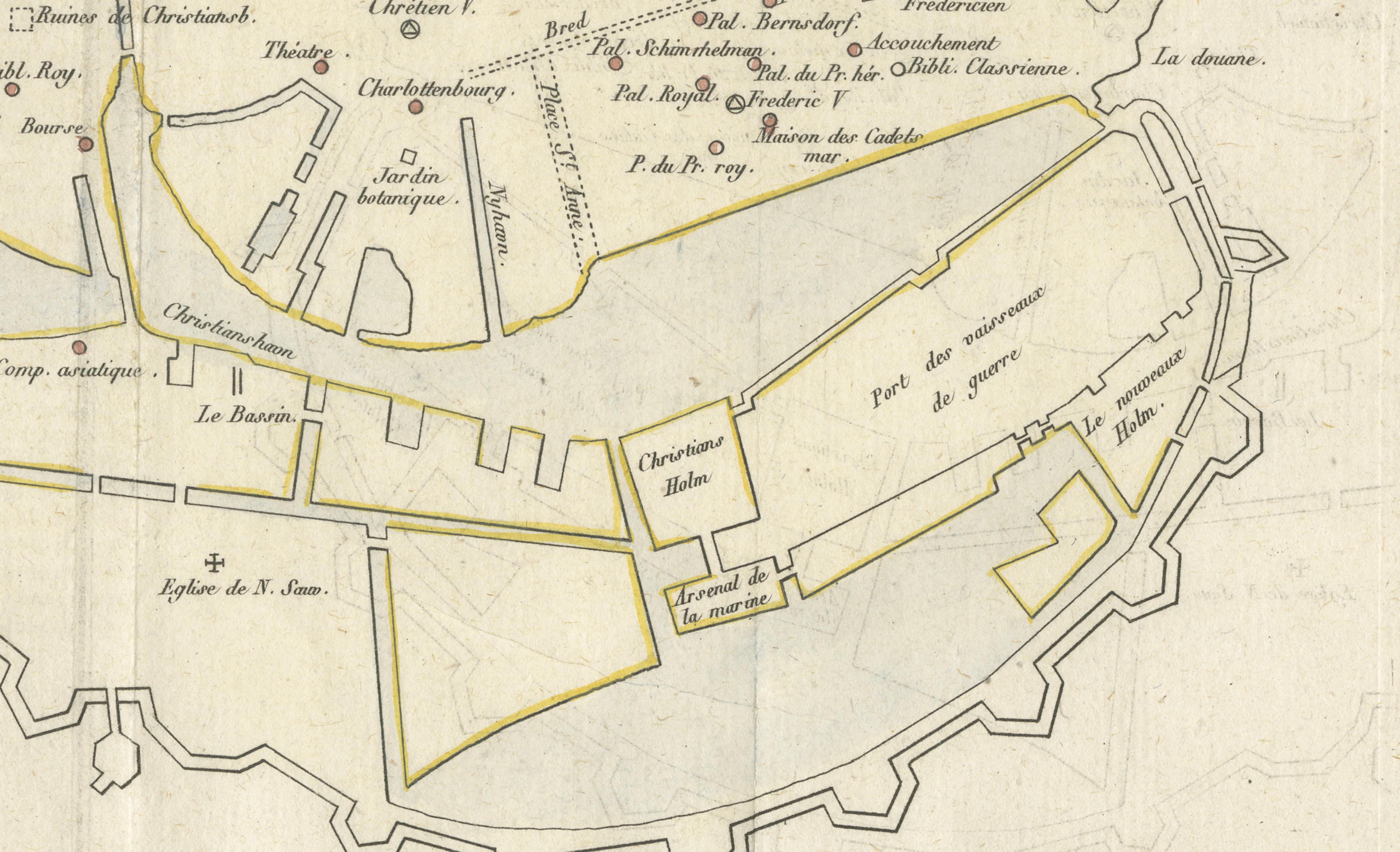 Historic Panorama of Copenhagen City Plan from Early European Travel Guide, 1819