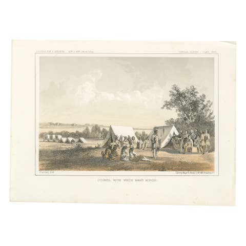 Historic Print of Blackfeet Council Near Missouri River Trading Posts - 1856