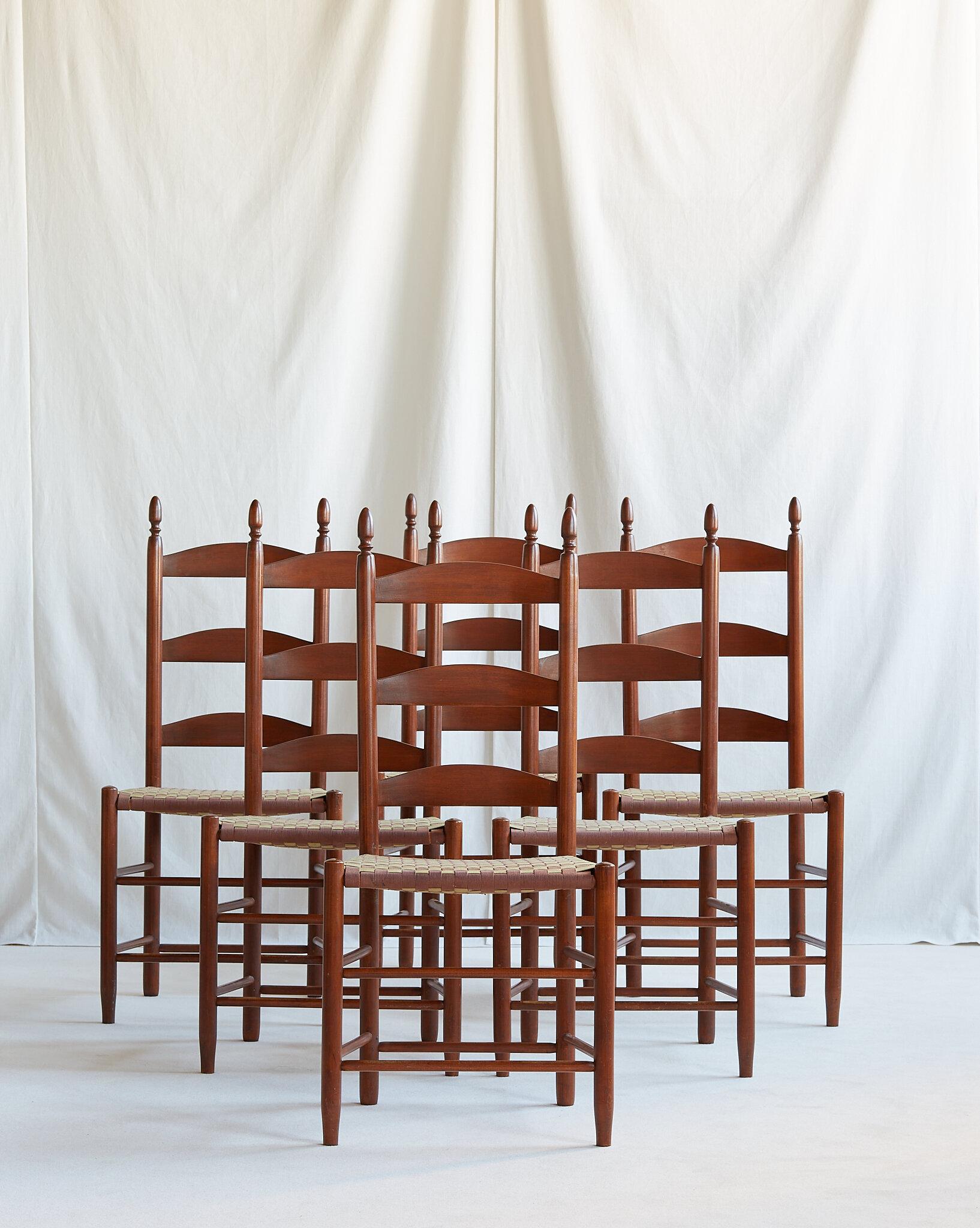 Historic Set of 6 Shaker Dining Chairs, Mount Lebanon c 1935 For Sale 2
