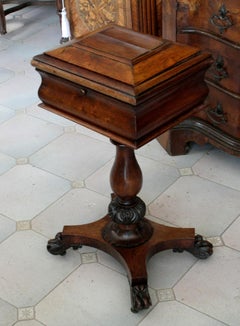 Historic Tea Box, Antique George II William IV English Teapoy, 19th Cabinet