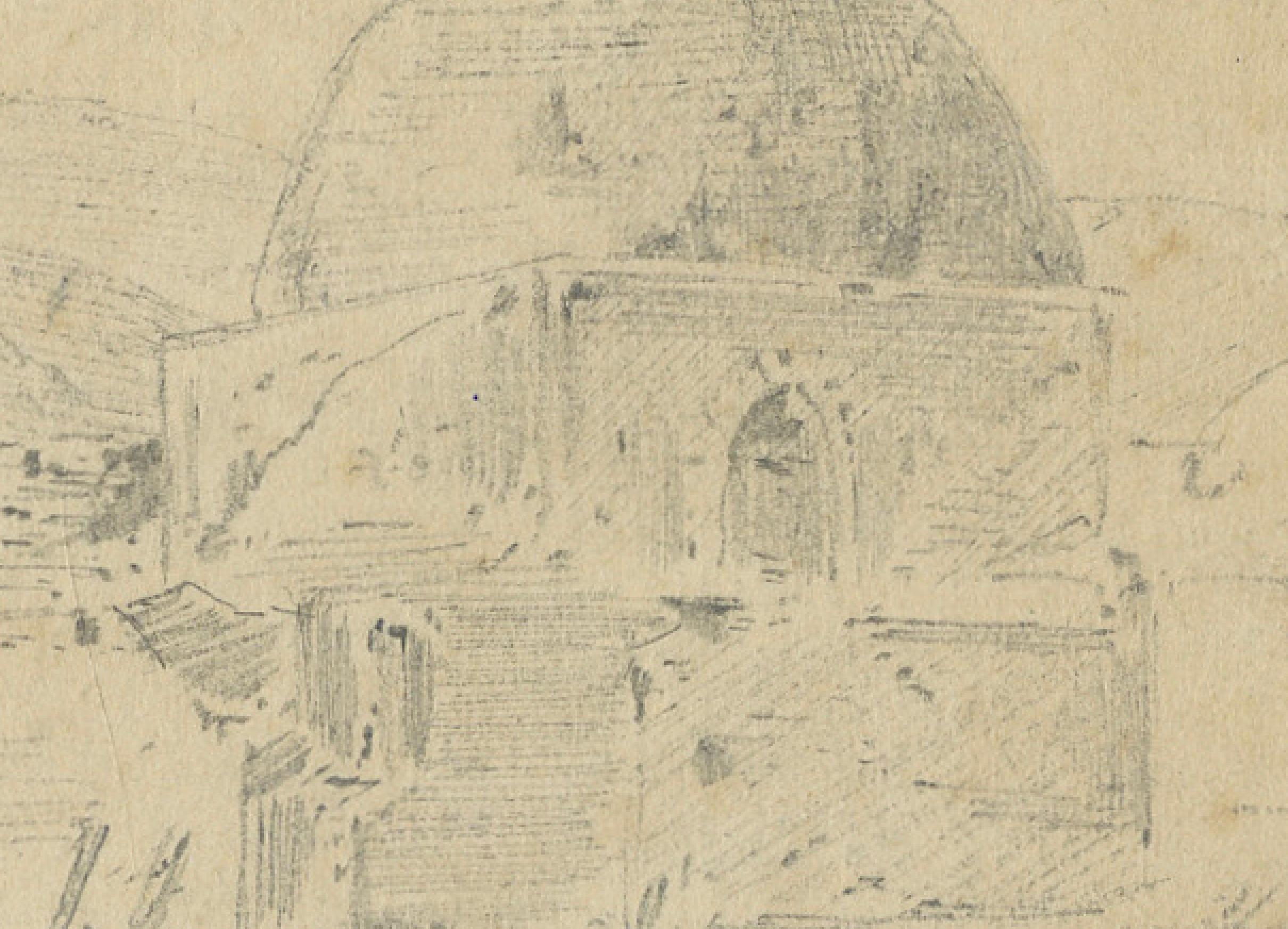 Dipinto a mano Veduta storica di Damasco e luogo di sepoltura della moglie di un profeta, Anonymus, 1869 in vendita