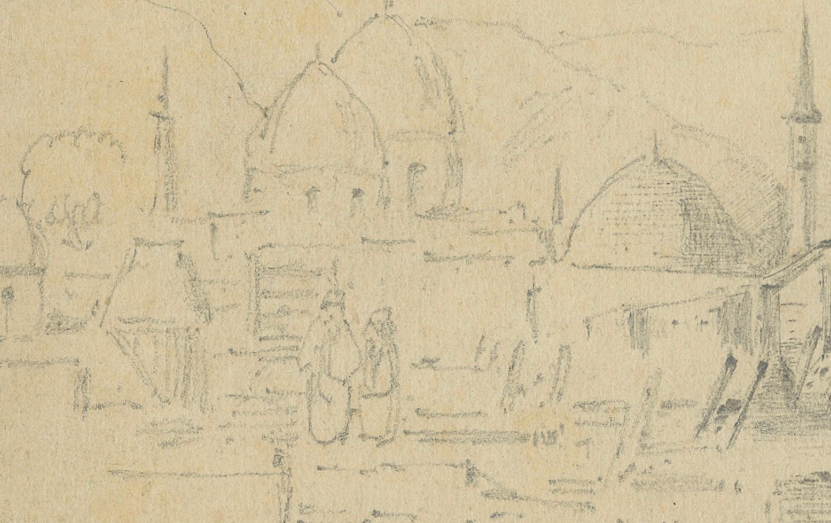 Veduta storica di Damasco e luogo di sepoltura della moglie di un profeta, Anonymus, 1869 In condizioni buone in vendita a Langweer, NL