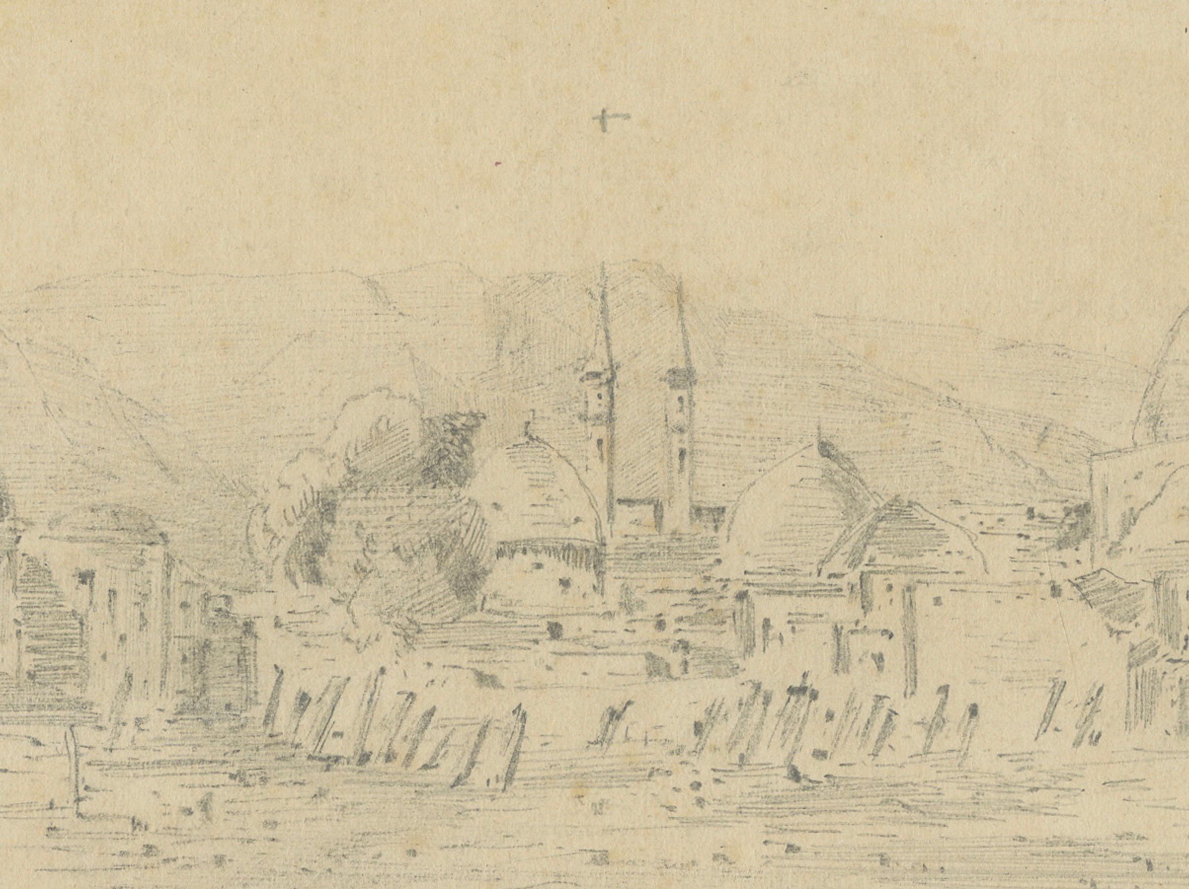 Metà XIX secolo Veduta storica di Damasco e luogo di sepoltura della moglie di un profeta, Anonymus, 1869 in vendita