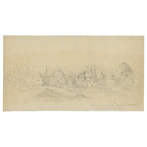 Historic View of Damascus and Burial Site of a Prophet's Wife, Anonymus, 1869
