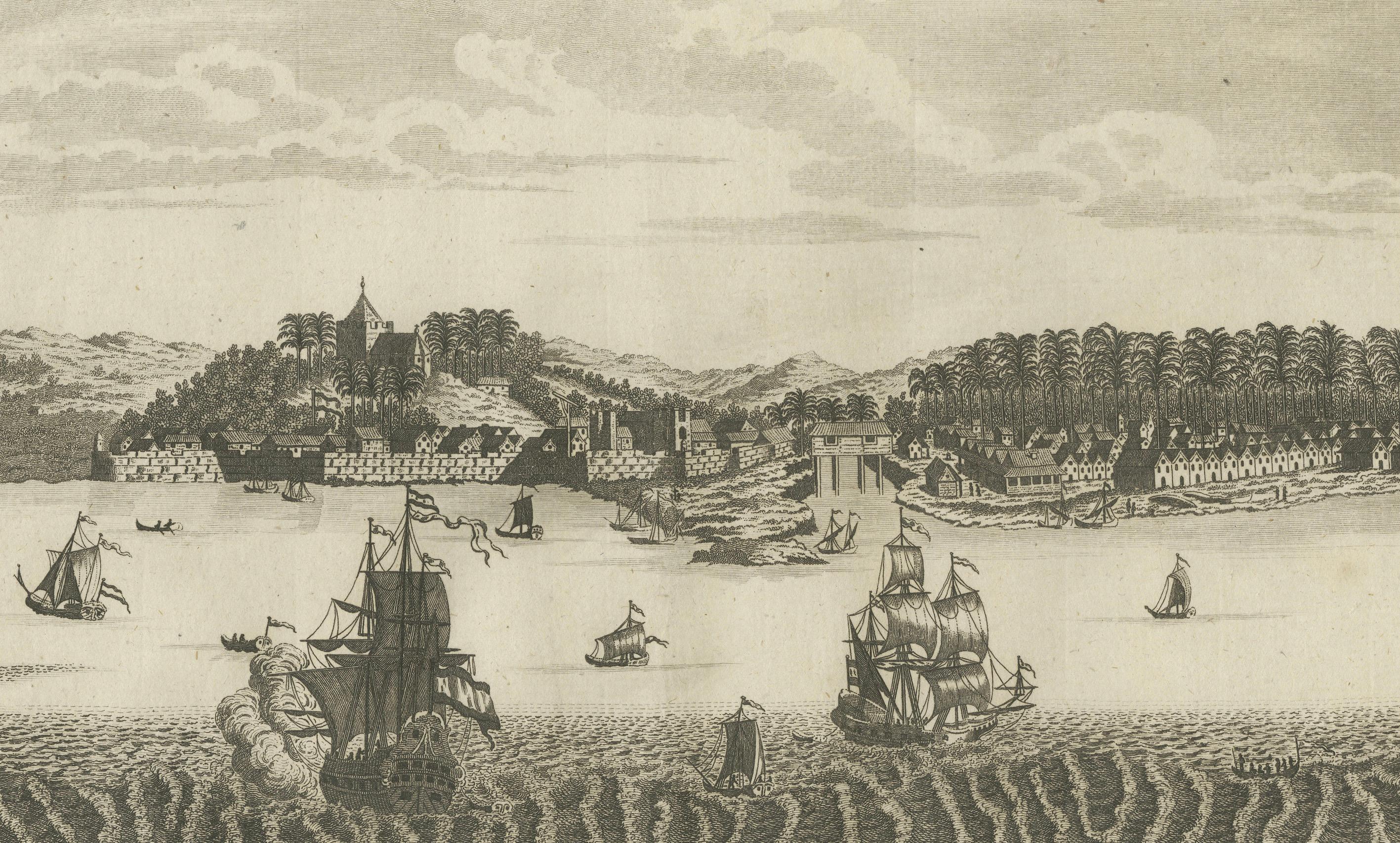 Late 18th Century Historic View of Malacca: An original 1777 Engraving by Middleton For Sale