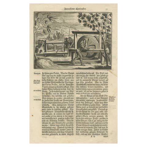 Historic View of Sugar Milling in 17th Century America, published in 1673