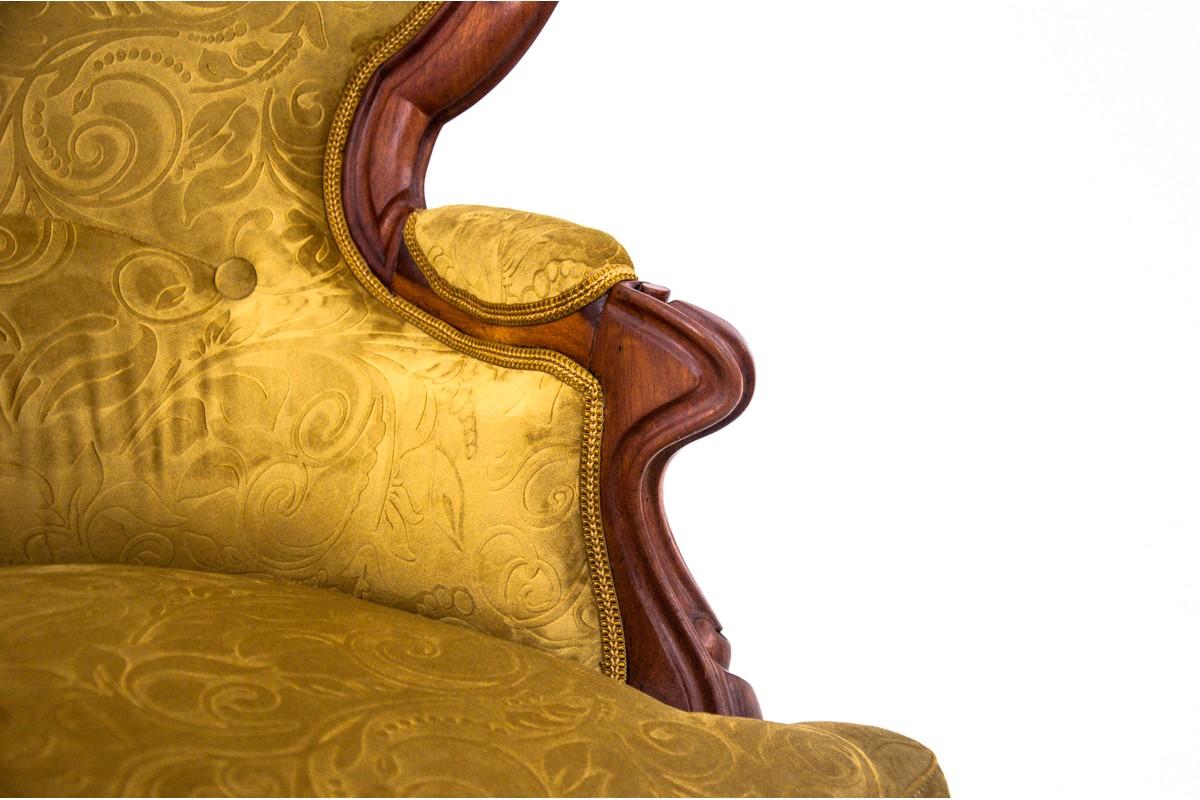 Early 20th Century Historic Yellow Chaise Longue, France, circa 1910, After Renovation