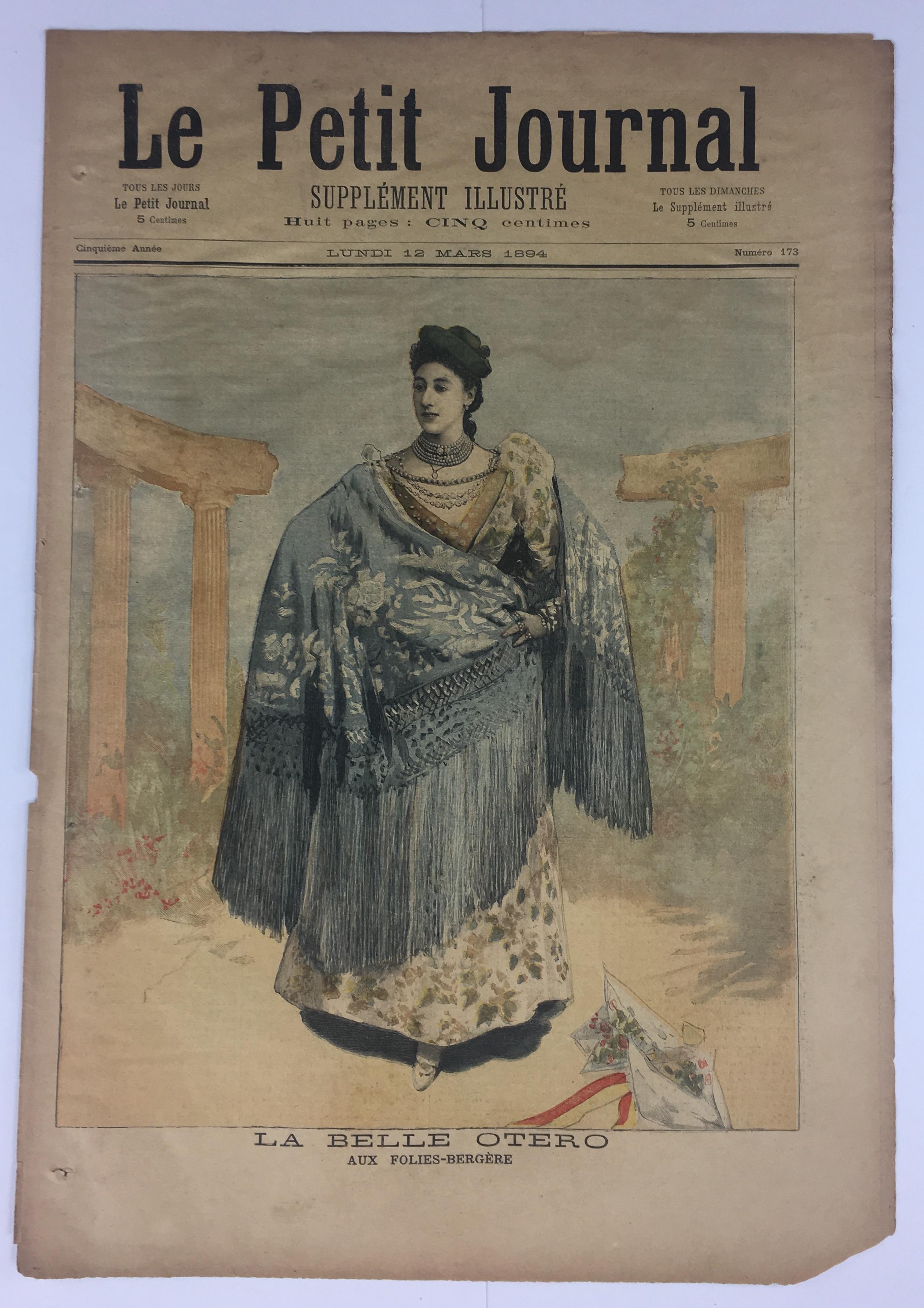 French Historical 1894 Memorabilia LPJournal La Belle Otero/Defeat of English in Africa