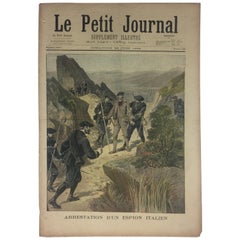 Antique Historical 1896 French Memorabilia Le Petit Journal, Arrest of Italian Spy