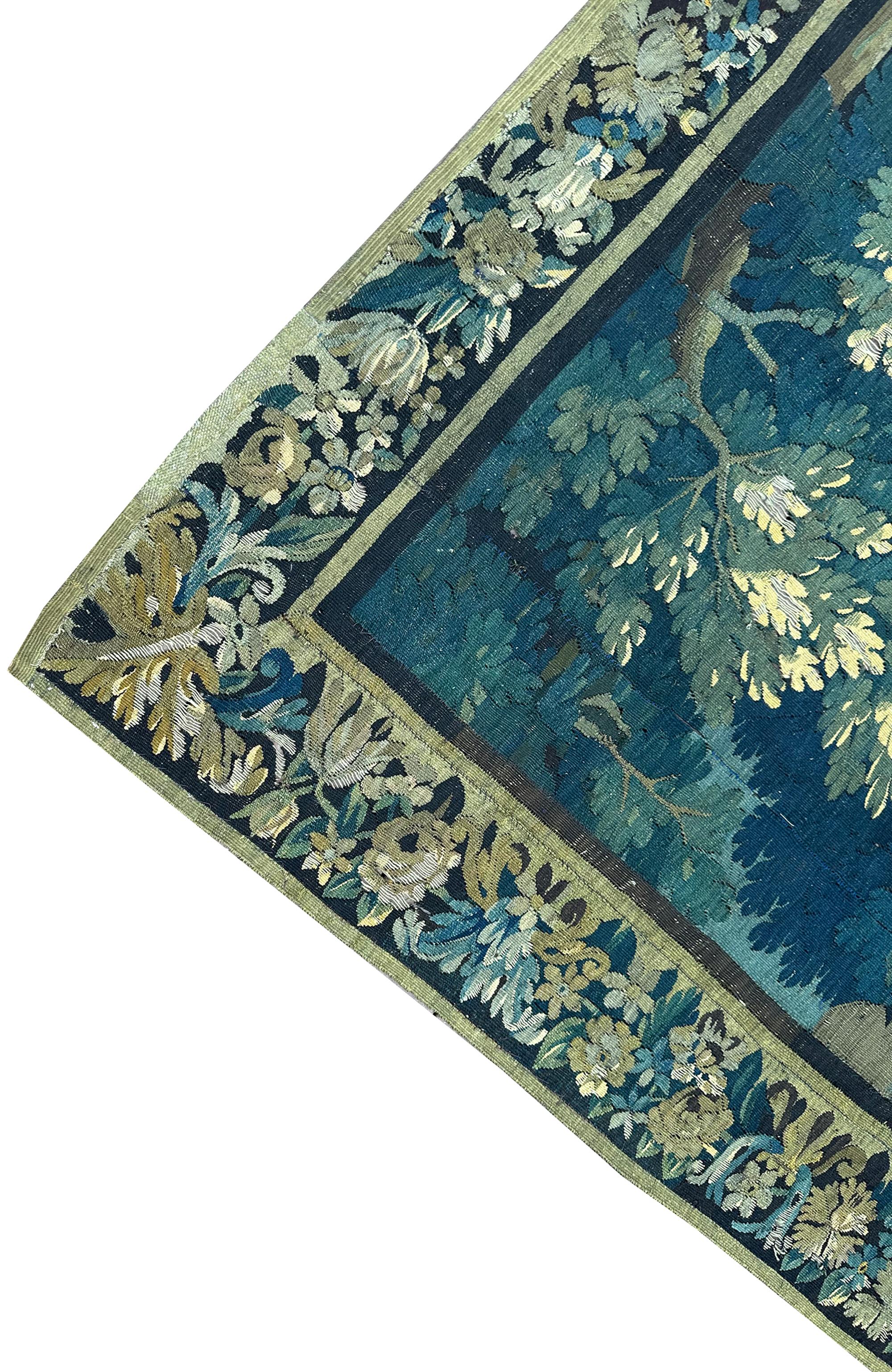 Historisches 18cen. Antique French Aubusson Wandteppich 252x287cm Wolle&Seide Isaac 8x9 im Angebot 3