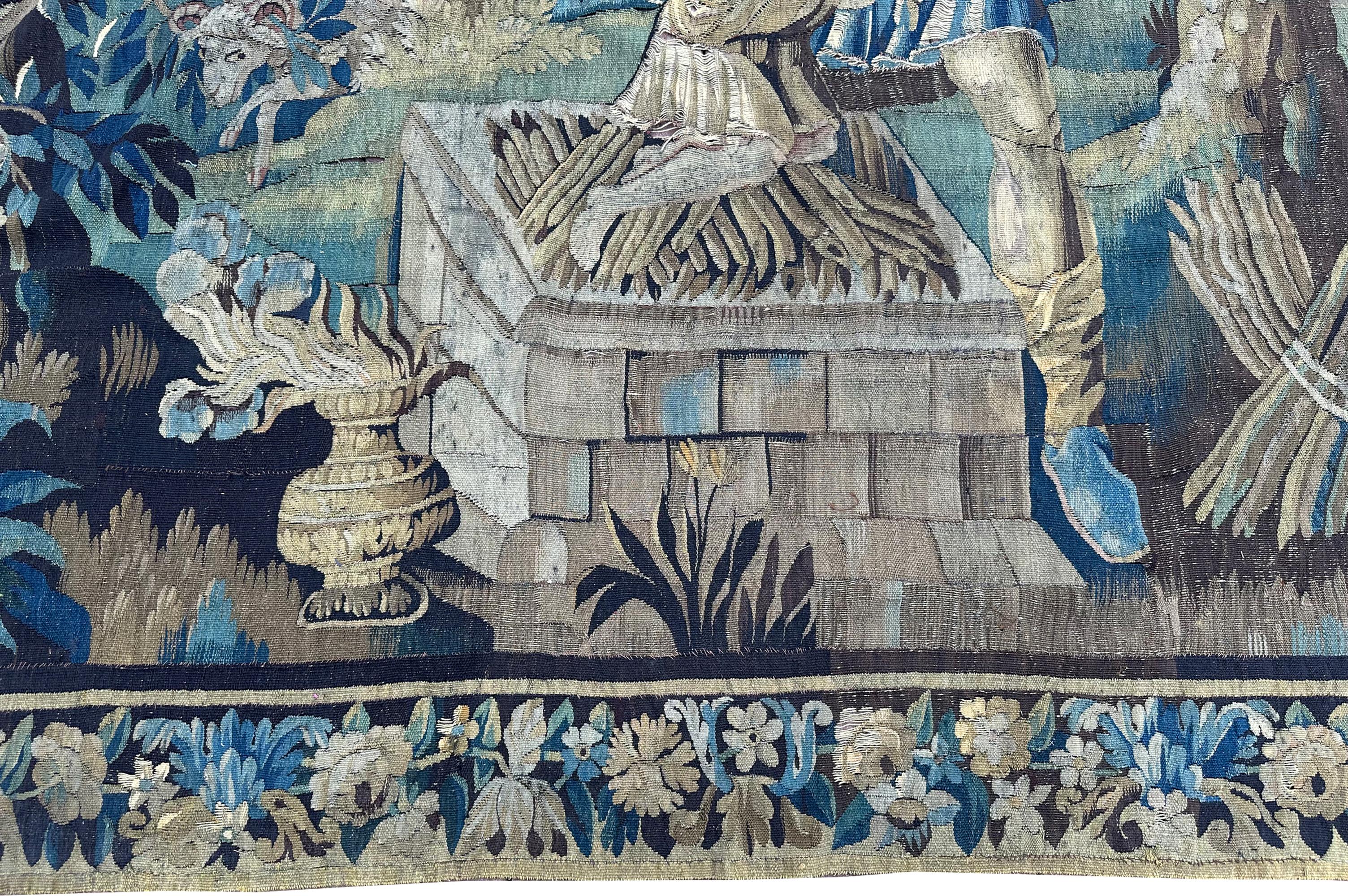 Historisches 18cen. Antique French Aubusson Wandteppich 252x287cm Wolle&Seide Isaac 8x9 im Angebot 7