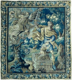 Histórico 18cen. Antique French Aubusson Tapiz 252x287cm Lana&Seda Isaac 8x9