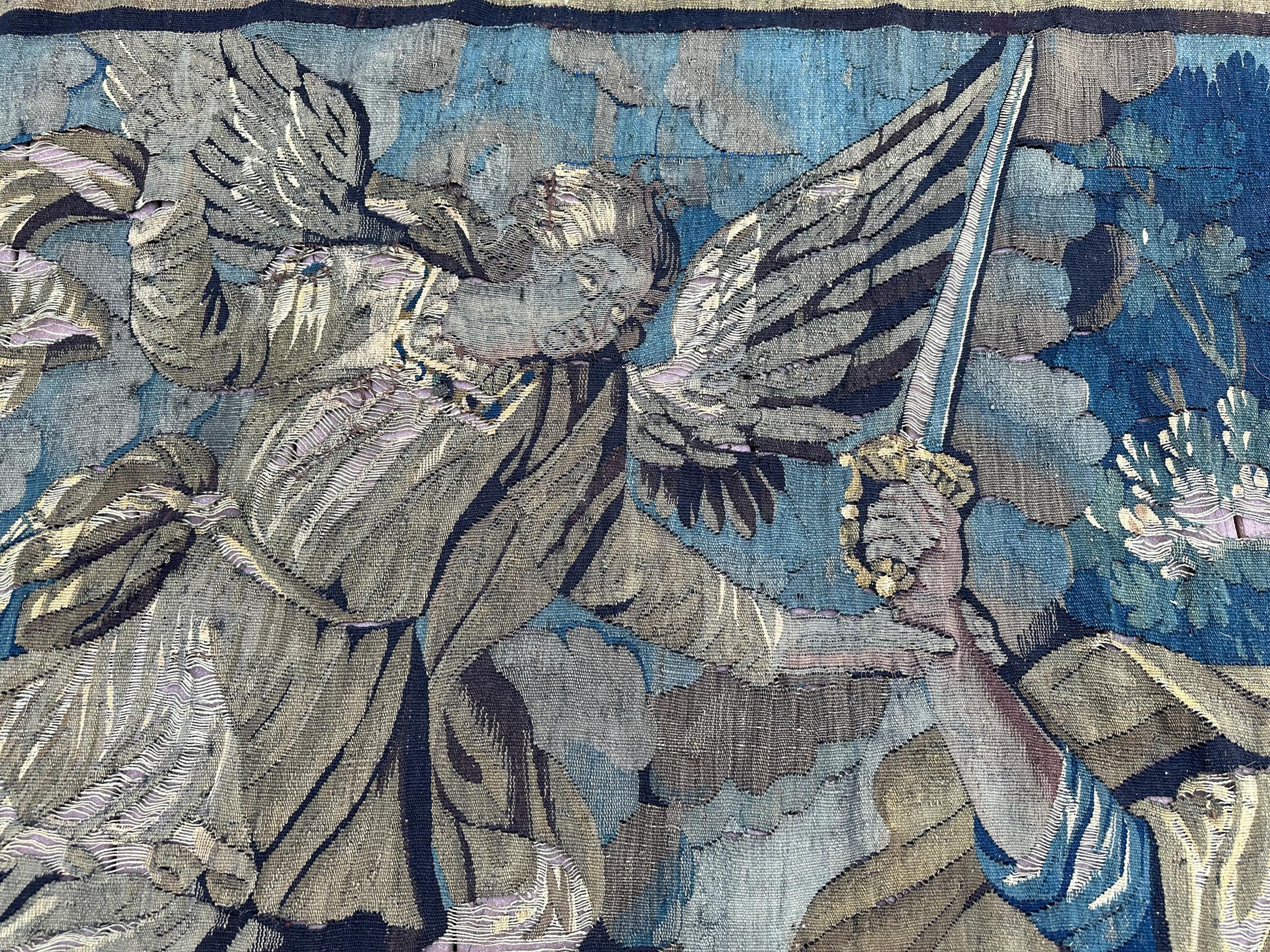 Historisches 18cen. Antique French Aubusson Wandteppich 252x287cm Wolle&Seide Isaac 8x9 (18. Jahrhundert und früher) im Angebot