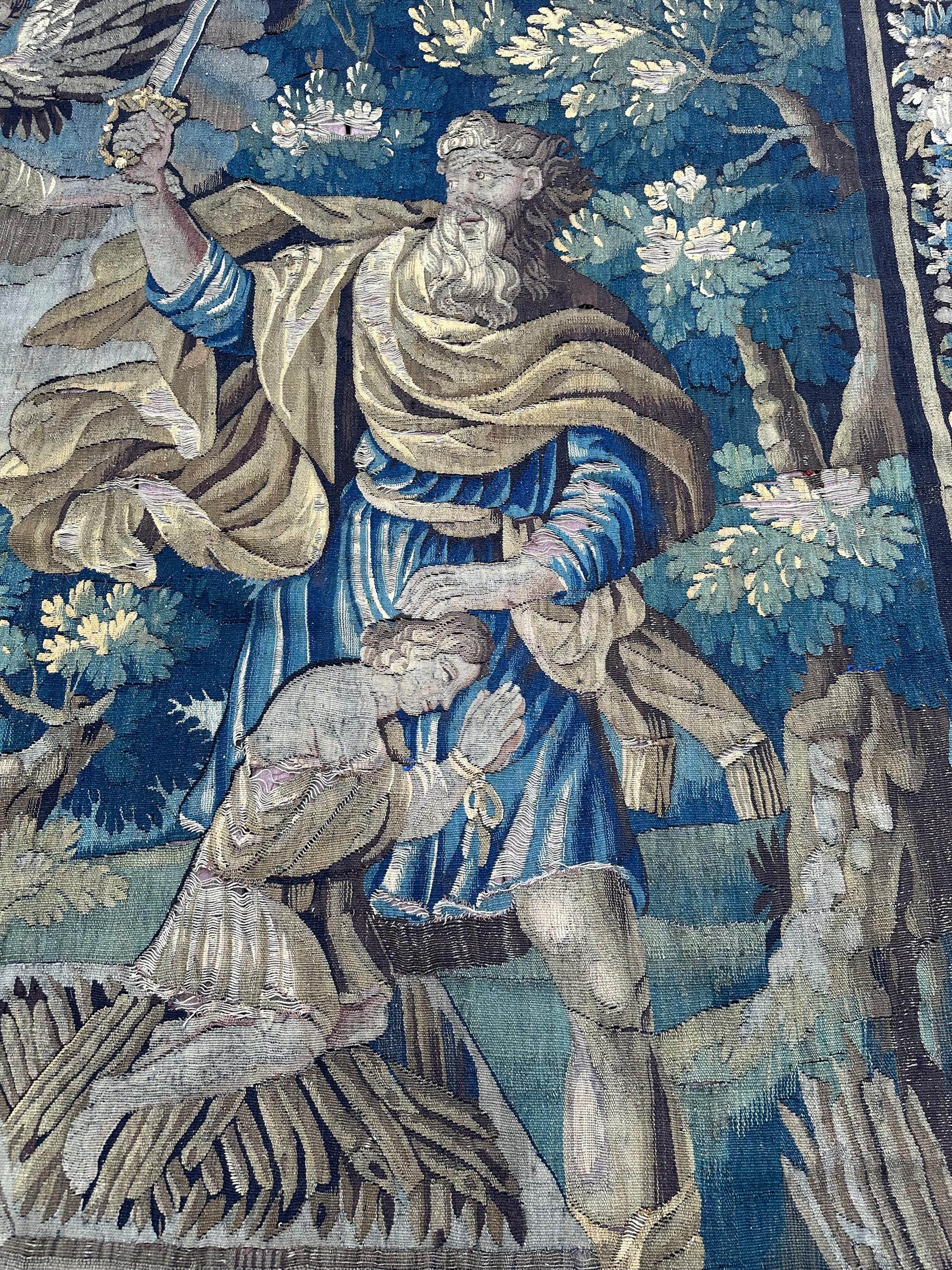 Historisches 18cen. Antique French Aubusson Wandteppich 252x287cm Wolle&Seide Isaac 8x9 im Angebot 1