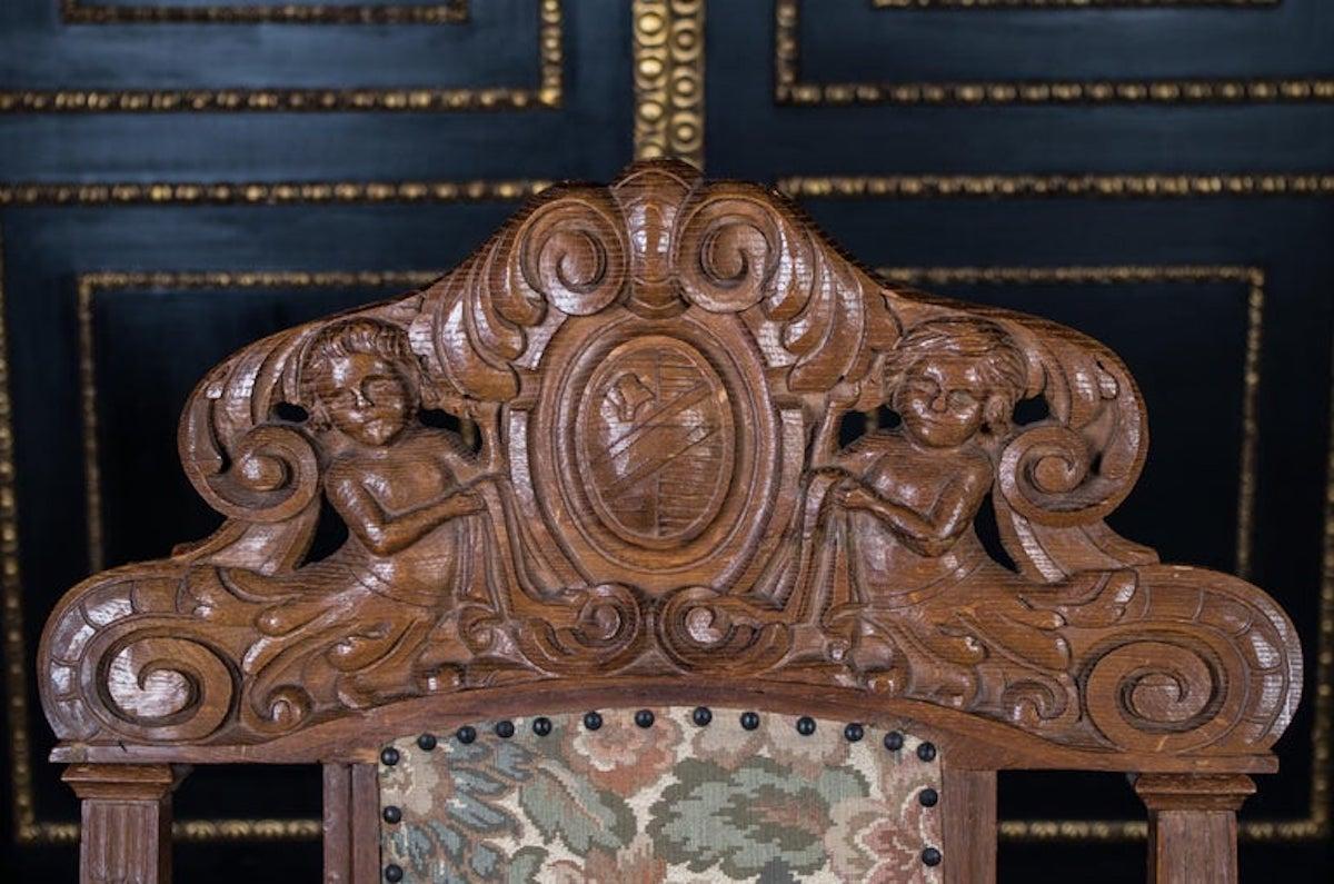 Historischer antiker Neorenaissance-Sessel mit Löwenarmlehnen aus Eiche, ca. 1850er-1870er Jahre im Angebot 5