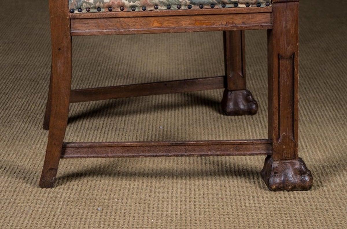 Historical Antique Neo Renaissance Armchair Lion Armrests, circa 1850s-1870s Oak For Sale 8