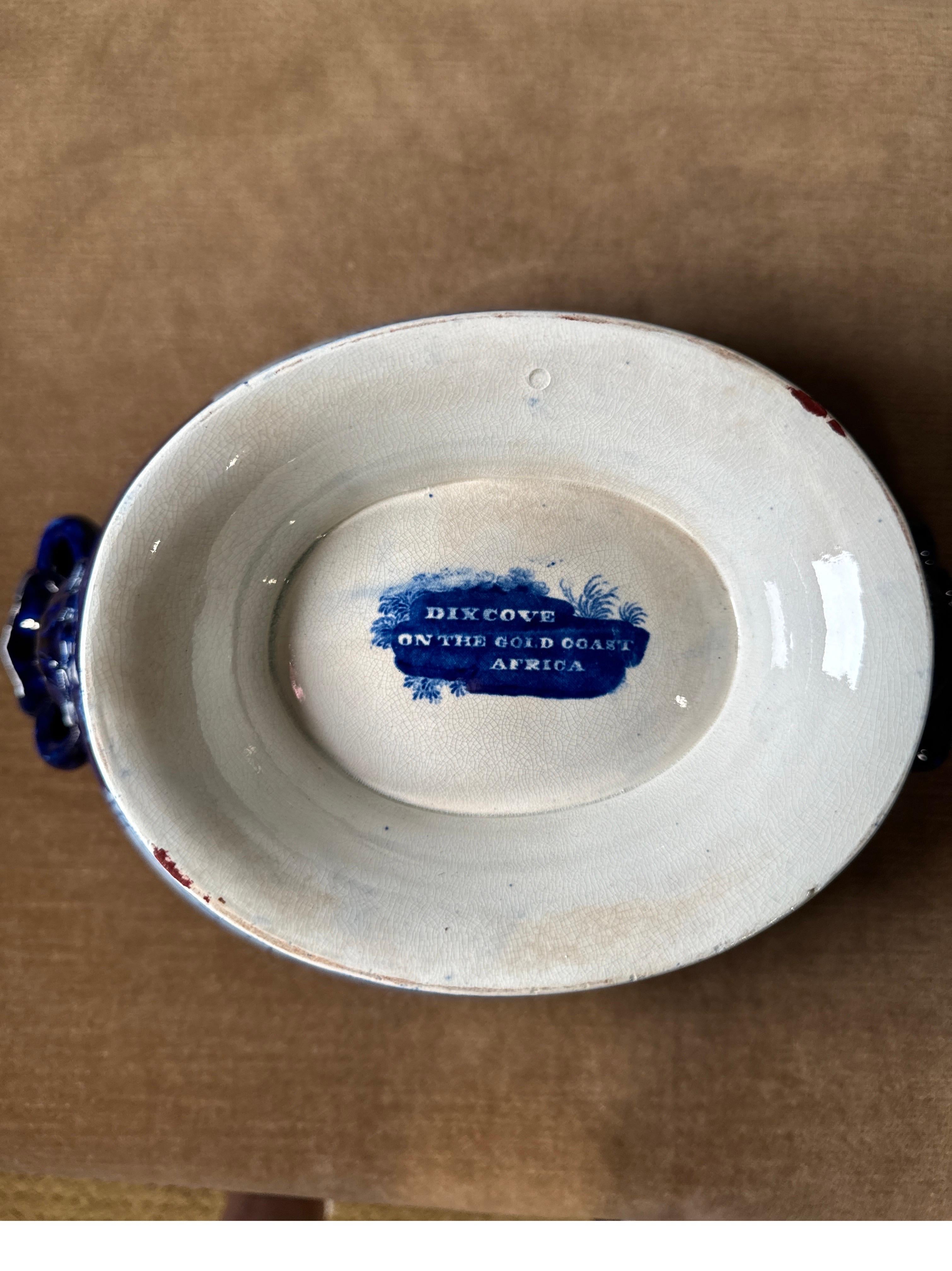 Historical Blue & White Staffordshire Soup Tureen/ Dix Cove 19th Century 4