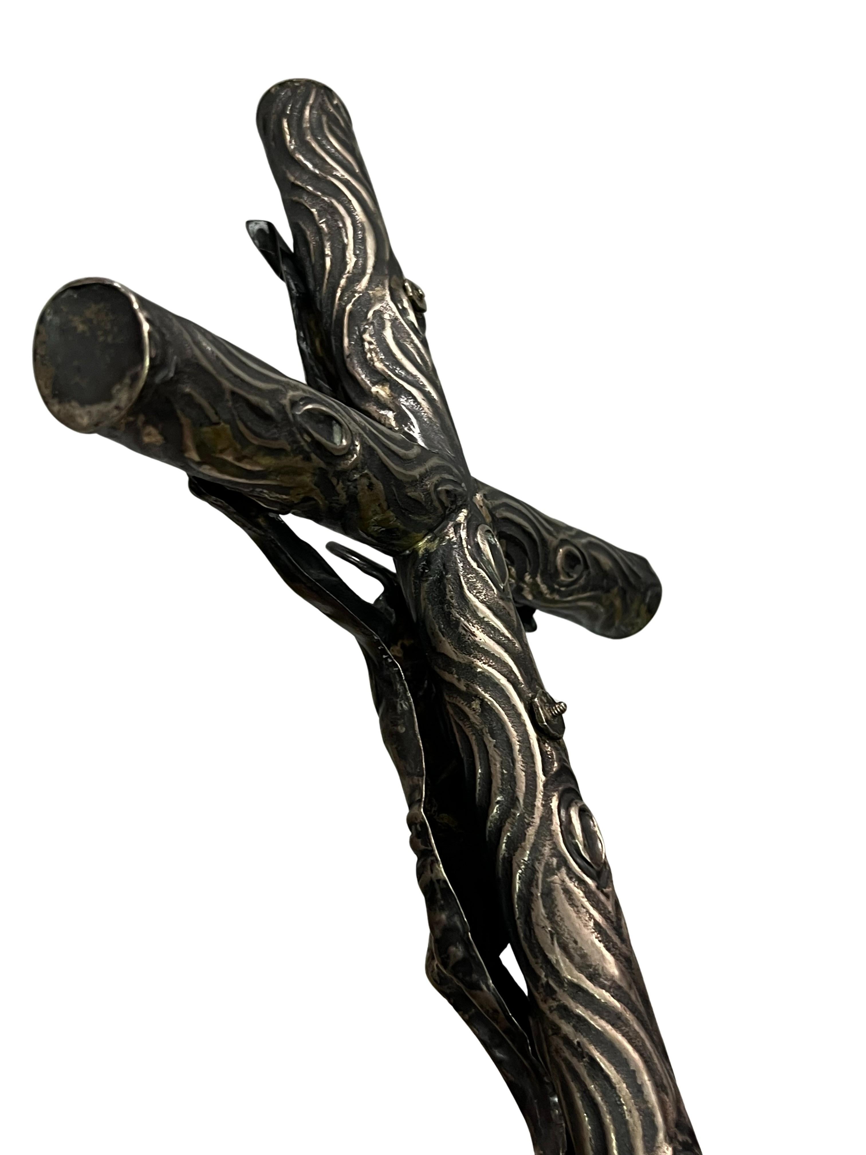 Cruz de Cristo histórica de plata, hacia 1850, con matasellos de Nápoles Italia siglo XIX en venta