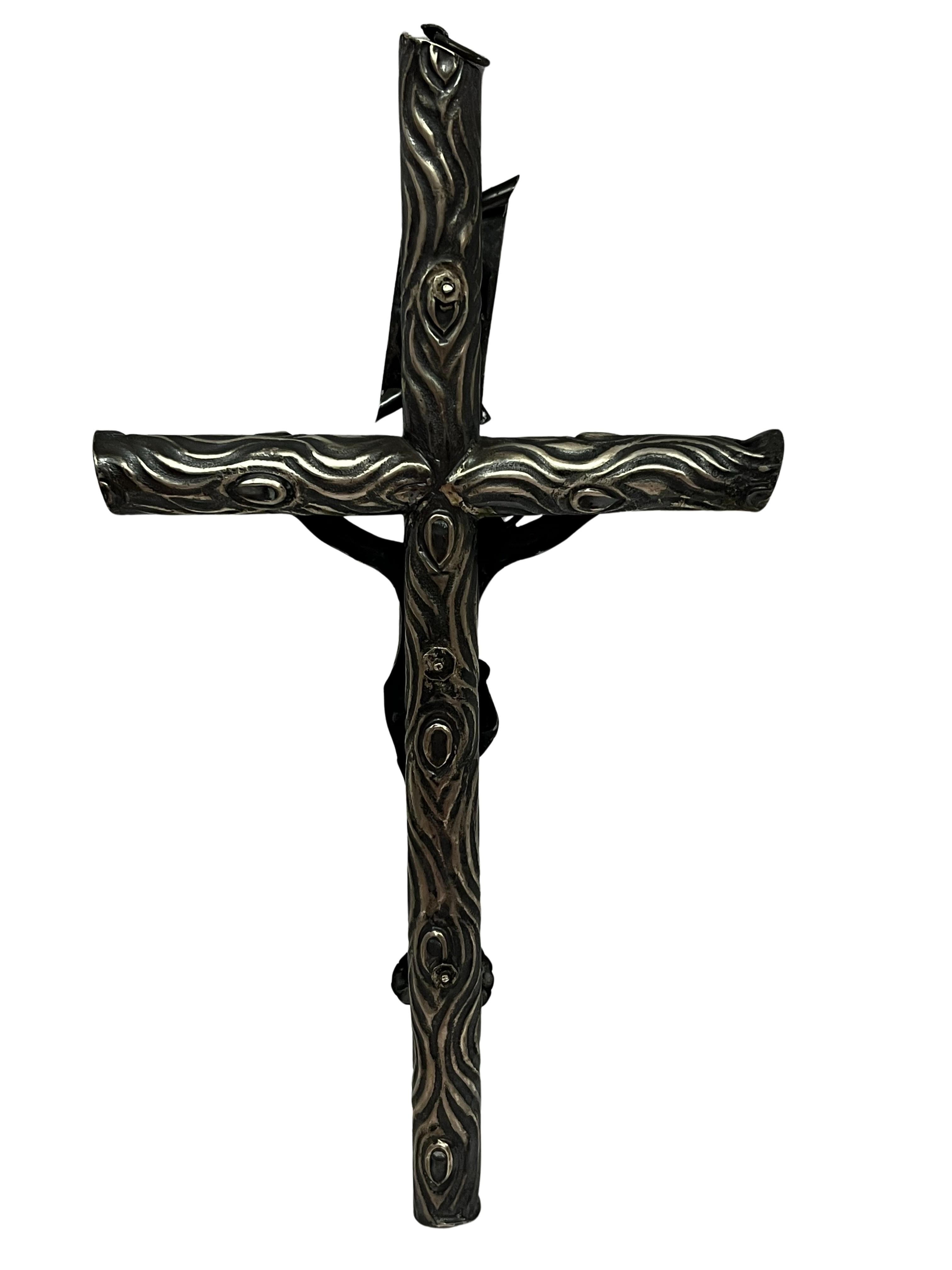 Cruz de Cristo histórica de plata, hacia 1850, con matasellos de Nápoles Italia Silver en venta