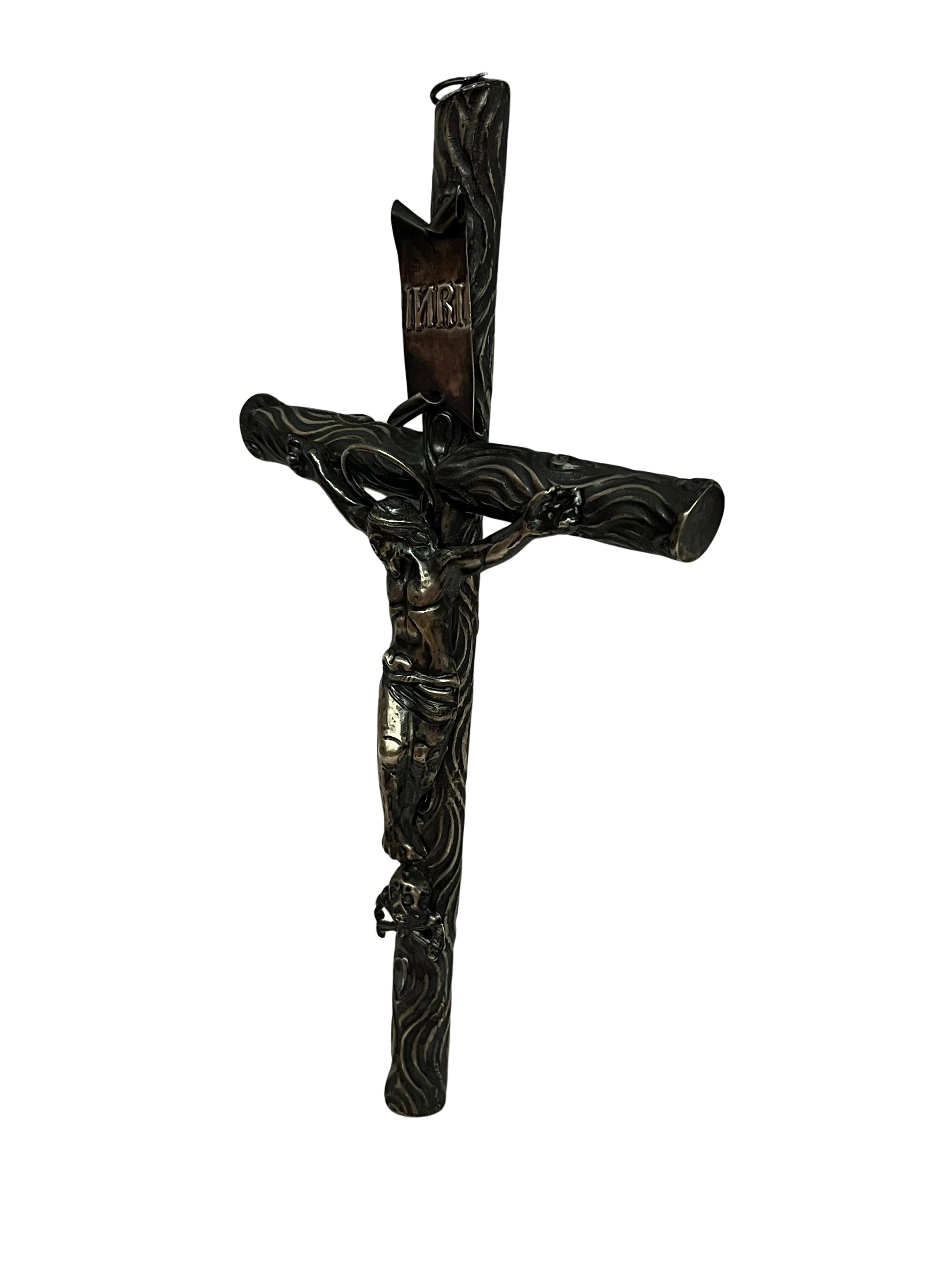 Cruz de Cristo histórica de plata, hacia 1850, con matasellos de Nápoles Italia en venta 1