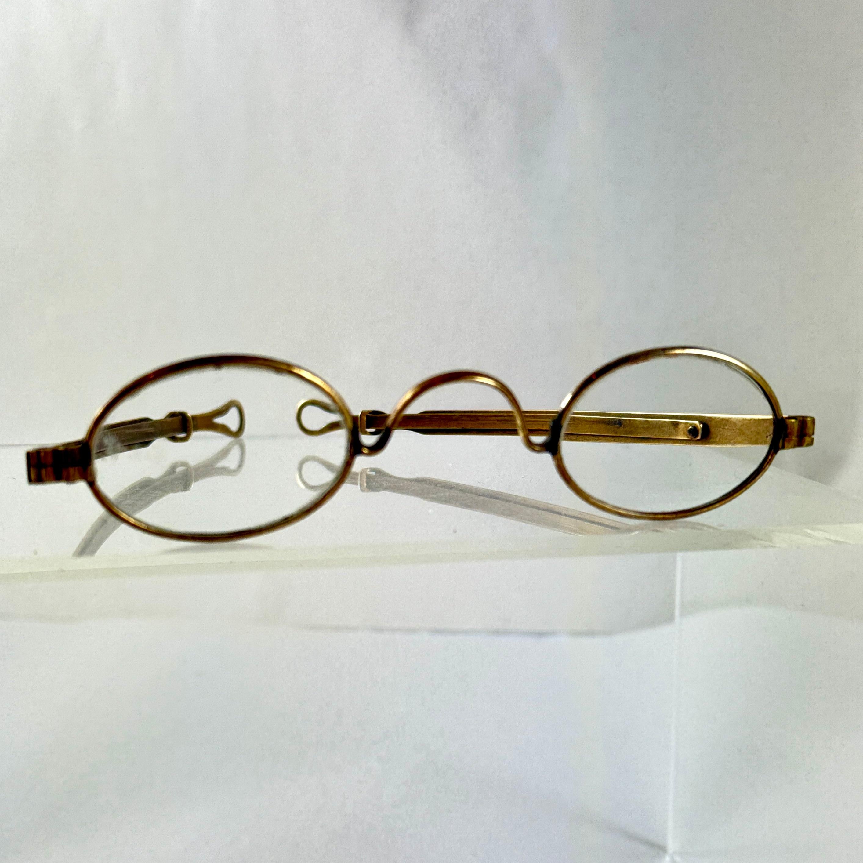 American Classical Historical Civil War Era Brass Frame Ladies Magnifying Glasses For Sale