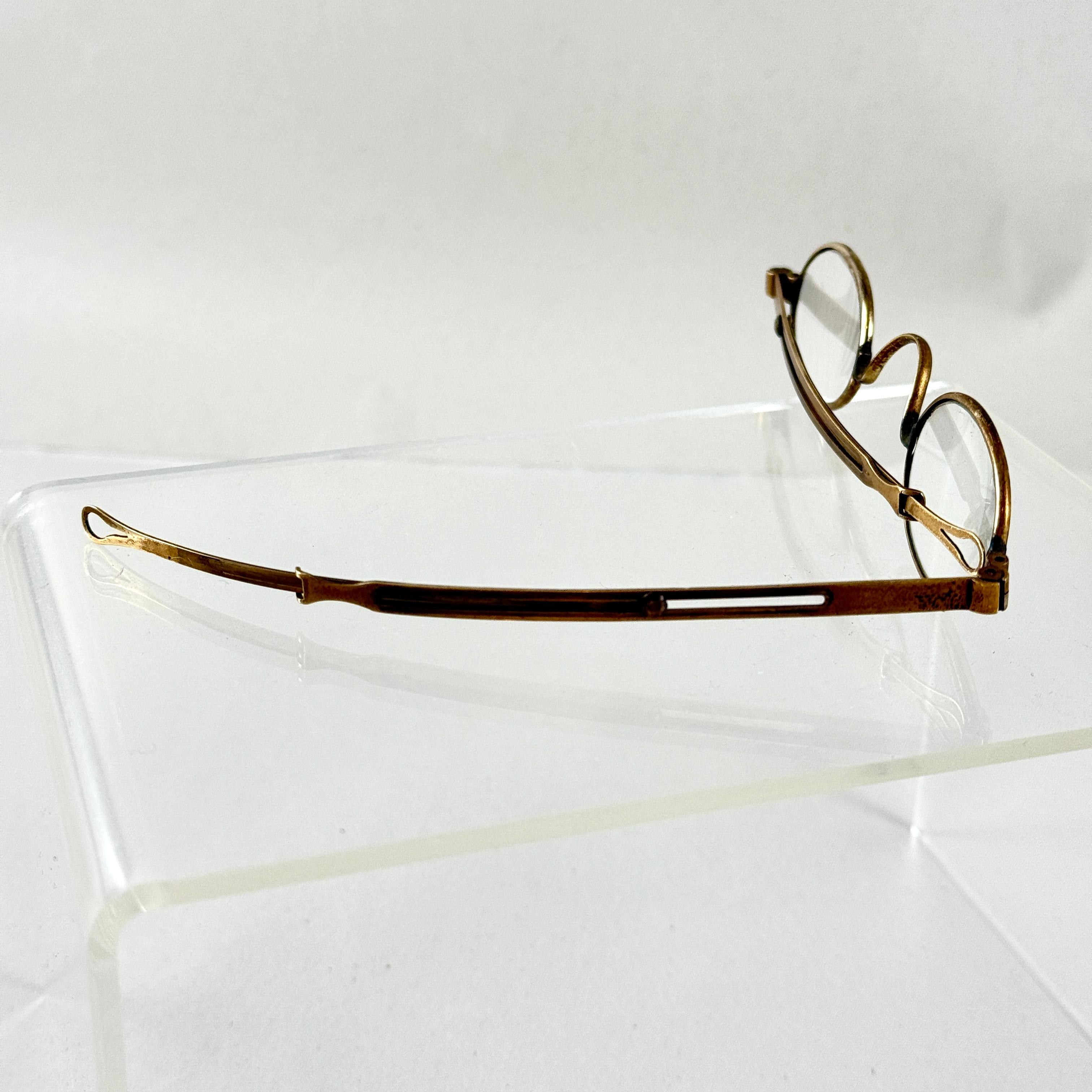 19th Century Historical Civil War Era Brass Frame Ladies Magnifying Glasses For Sale