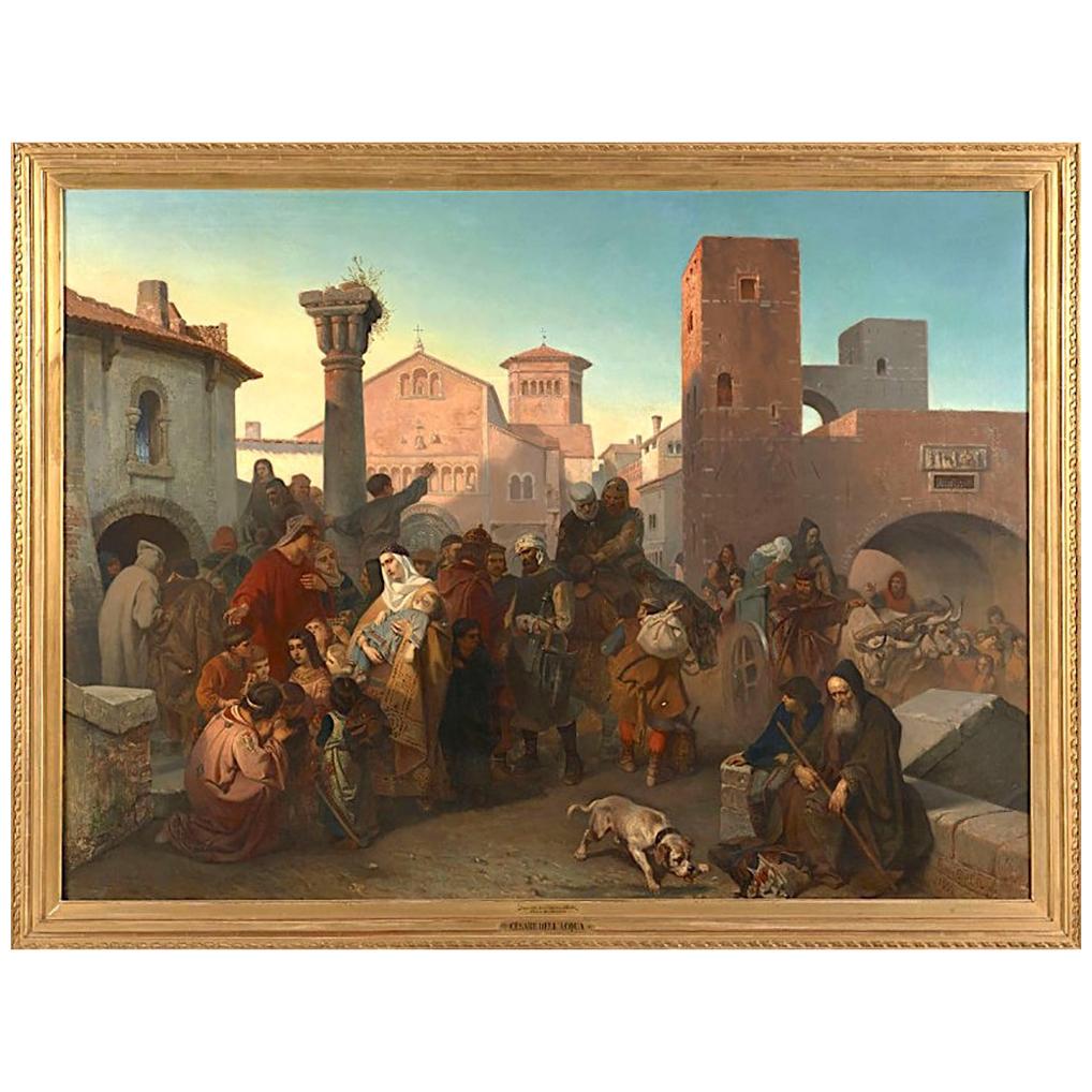 Historical Episode of Italy, Cesare Dell
acqua Oil on Canvans Italian Painting For Sale