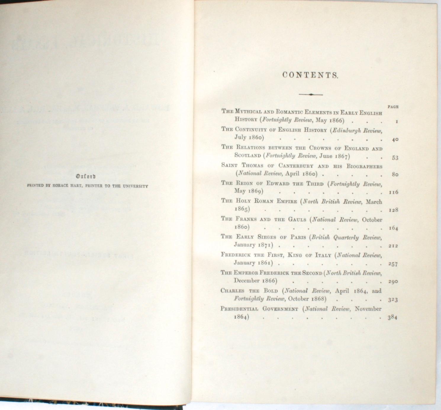 Gilt Historical Essays by Edward A. Freeman in Three Volumes