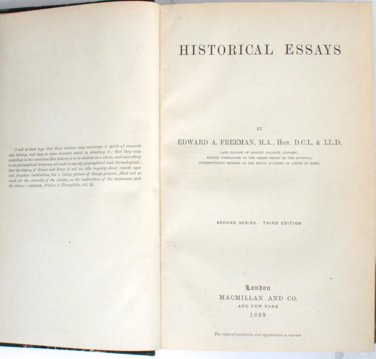Historical Essays by Edward A. Freeman in Three Volumes In Good Condition In valatie, NY