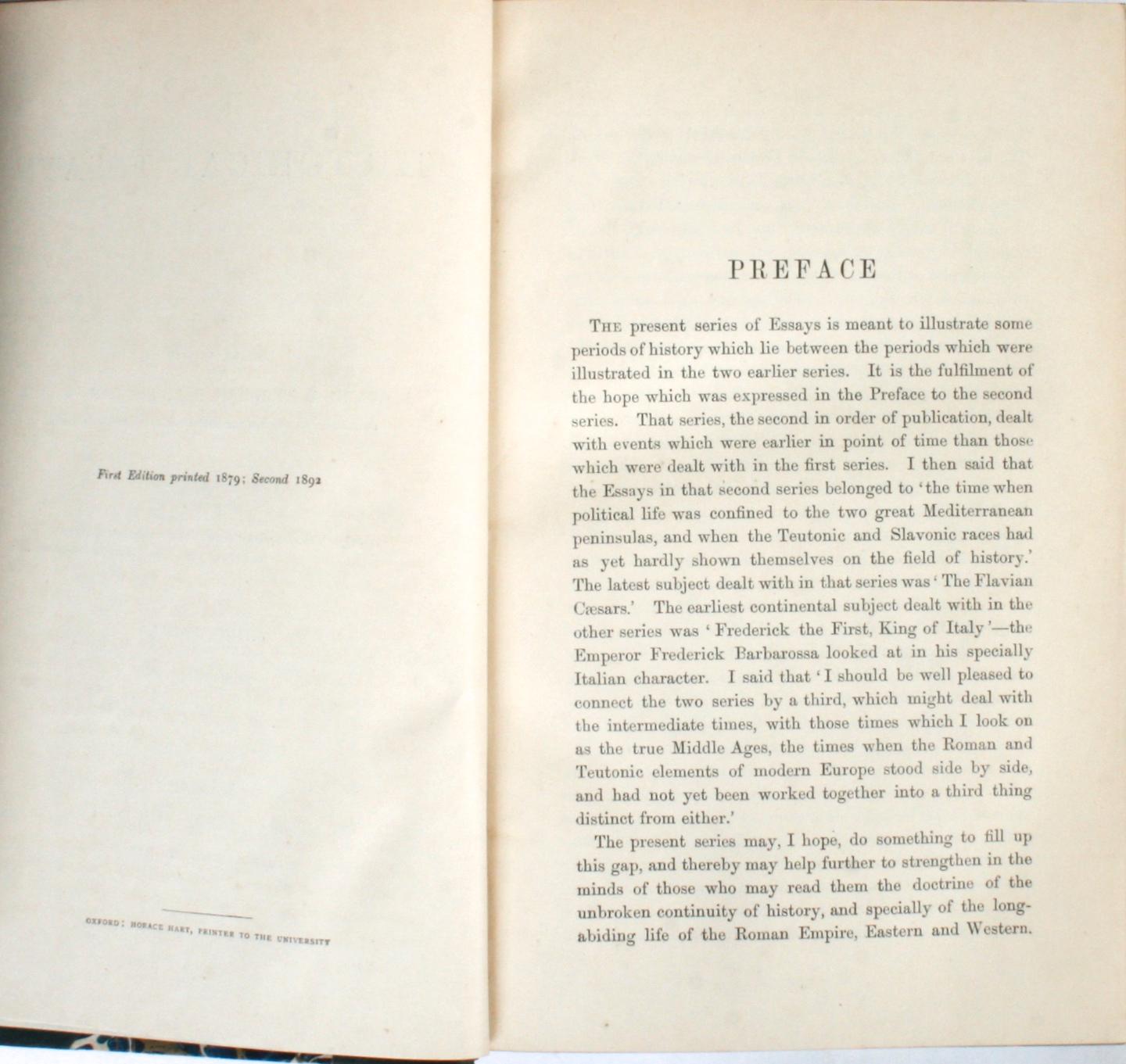 Leather Historical Essays by Edward A. Freeman in Three Volumes